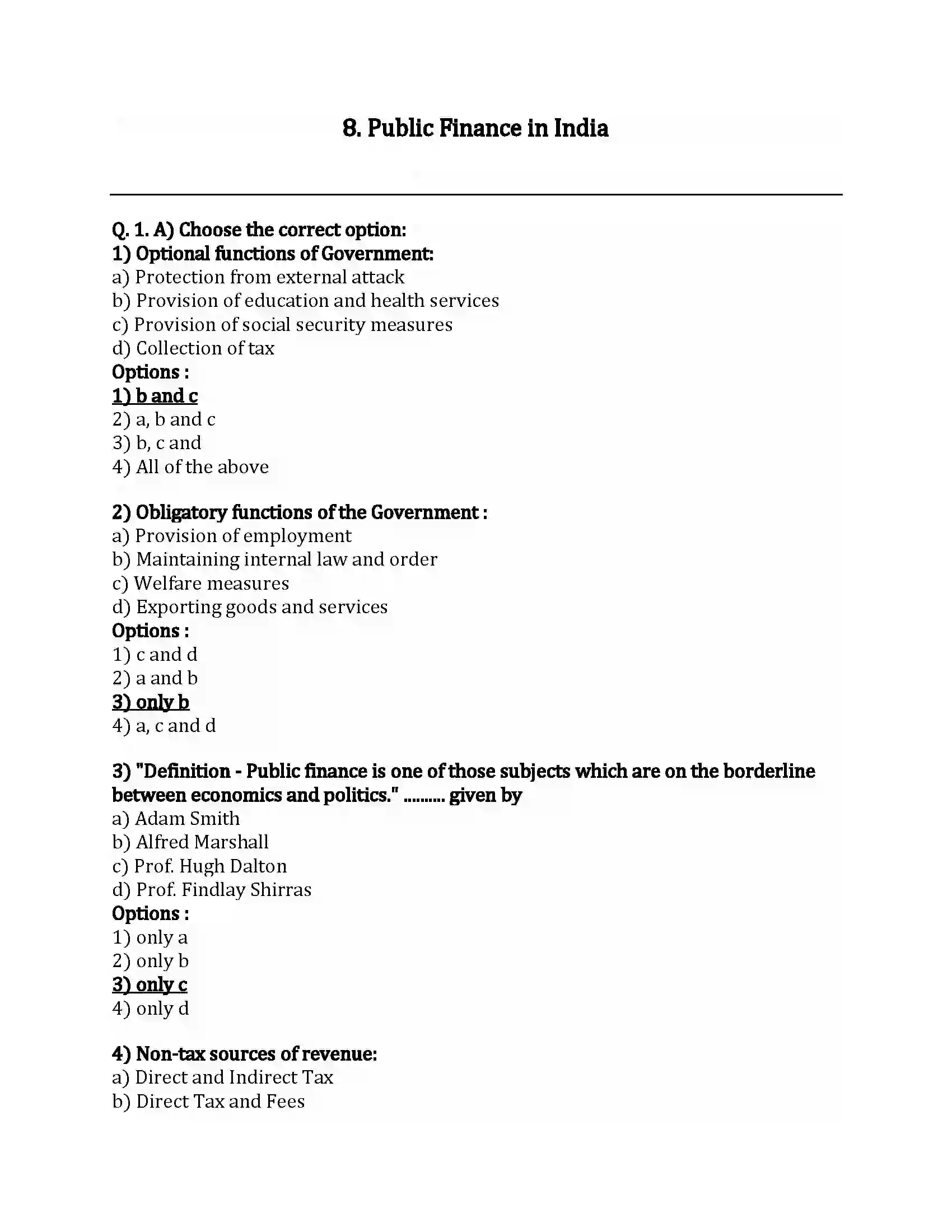 Maharashtra Board Class 12th Economics Public Finance in India Revision Note 1