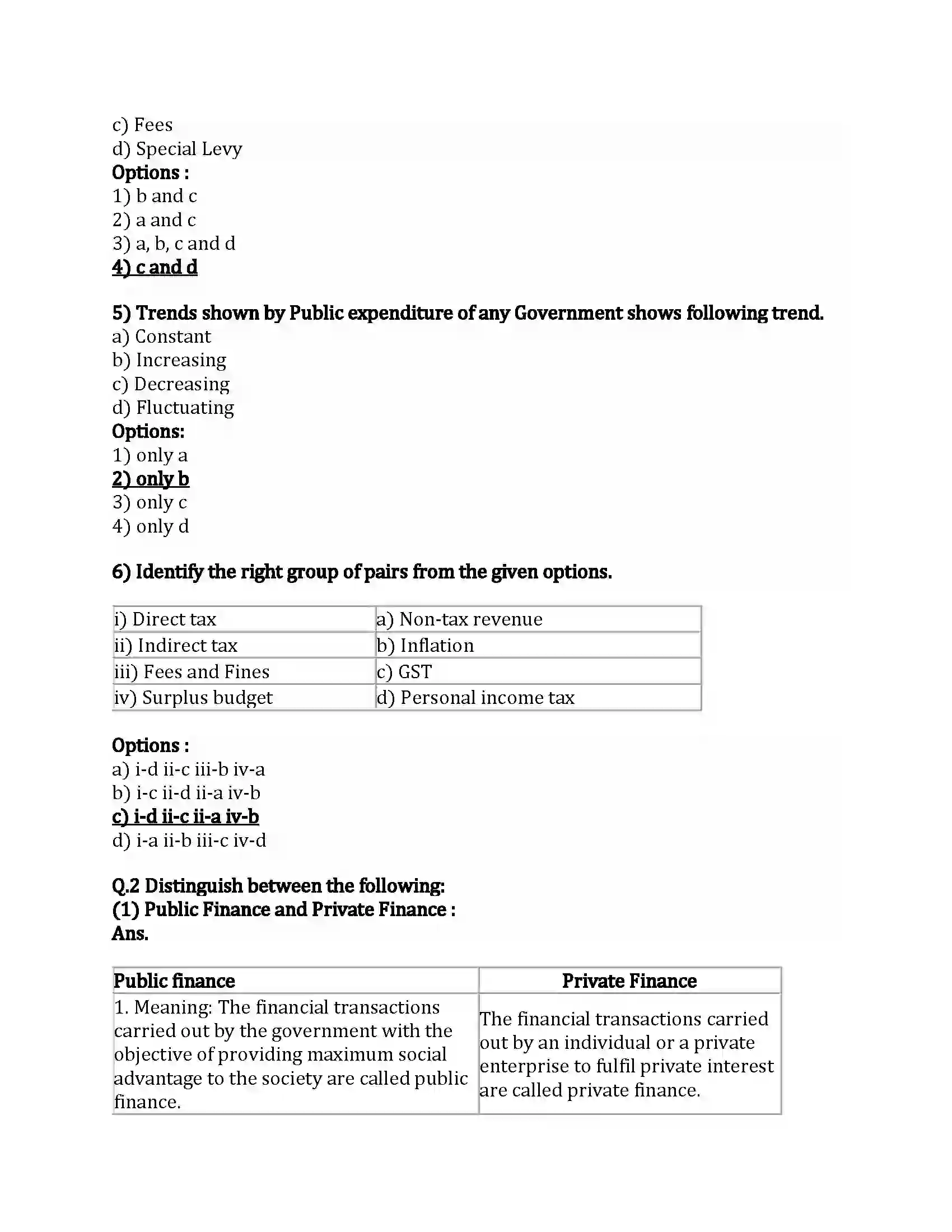 Maharashtra Board Class 12th Economics Public Finance in India Revision Note 2