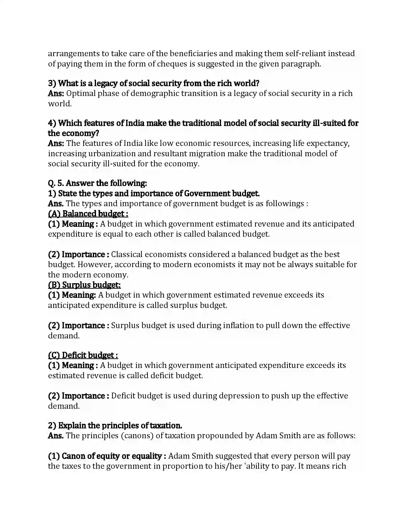 Maharashtra Board Class 12th Economics Public Finance in India Revision Note 7
