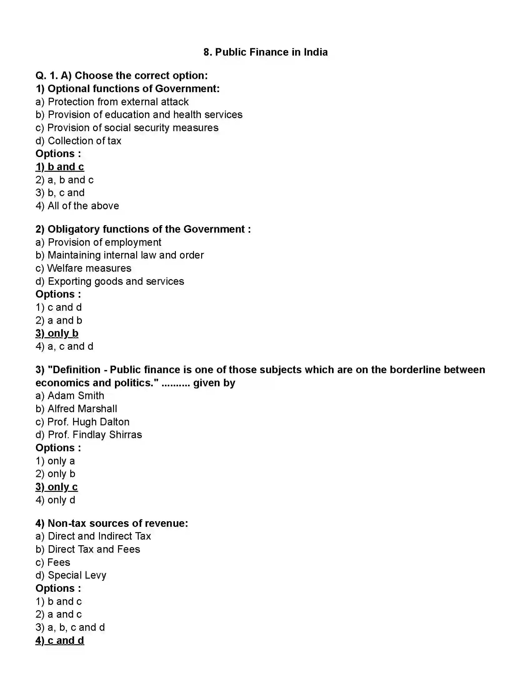 Maharashtra Board Class 12th Economics Public Finance in India Revision Note 1