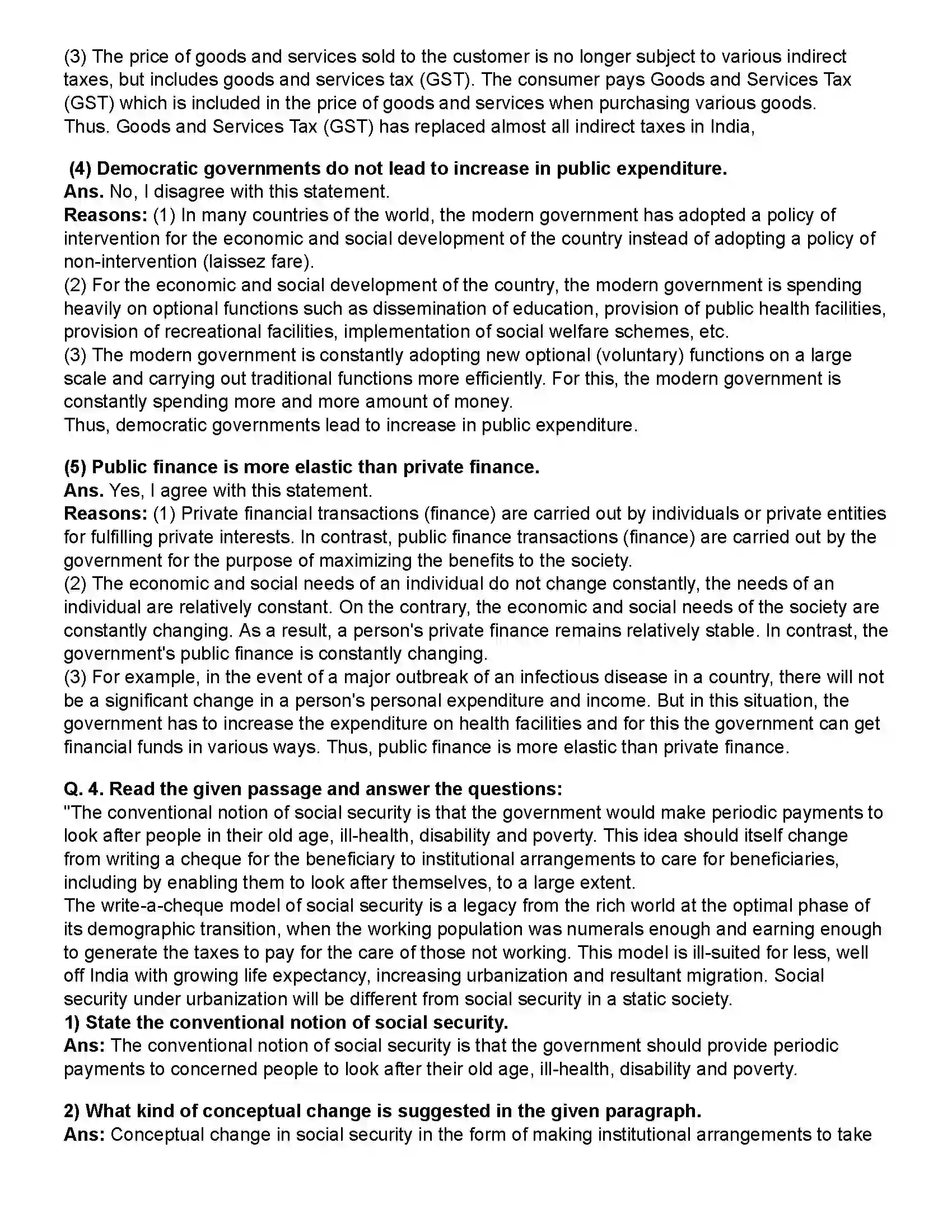 Maharashtra Board Class 12th Economics Public Finance in India Revision Note 5