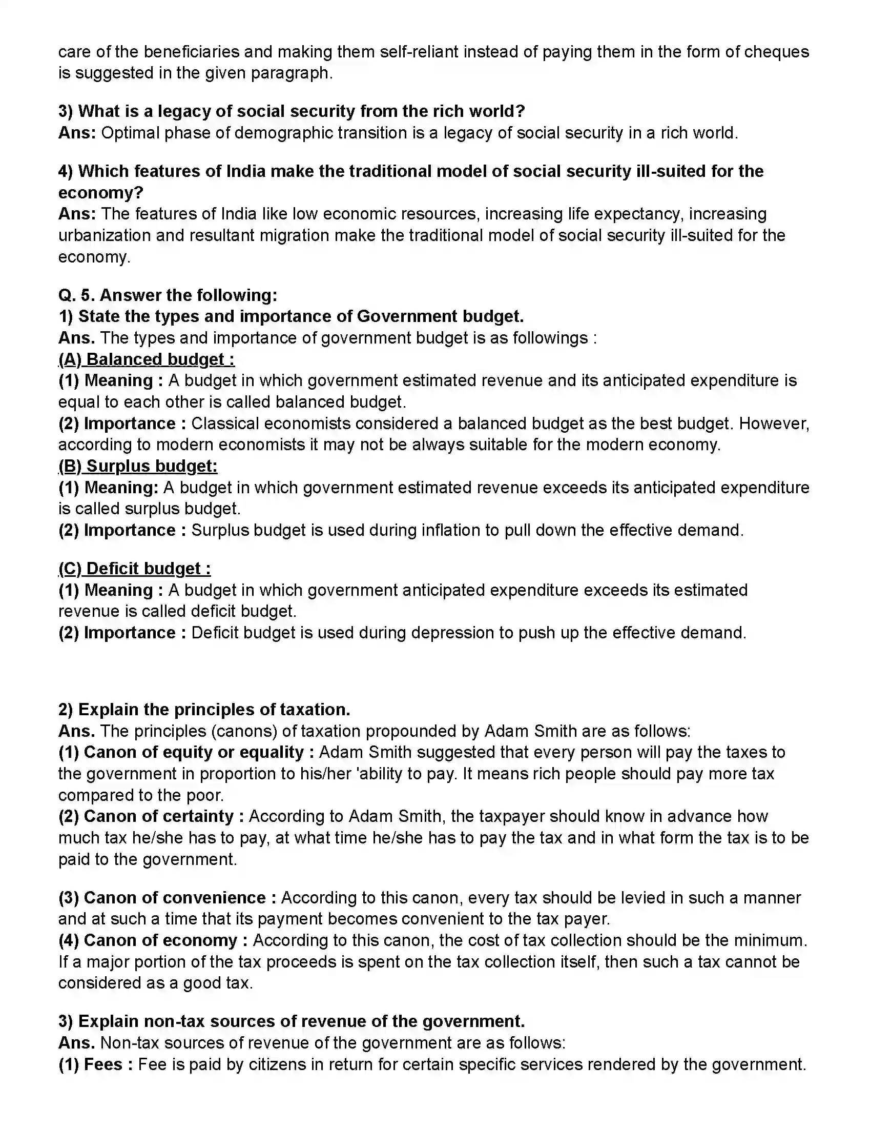 Maharashtra Board Class 12th Economics Public Finance in India Revision Note 6