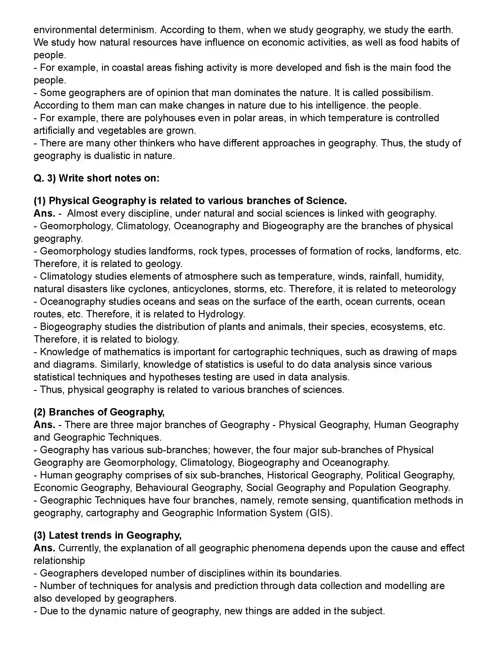 Maharashtra Board Class 12th Geography Geography - Nature and Scope Revision Note 2