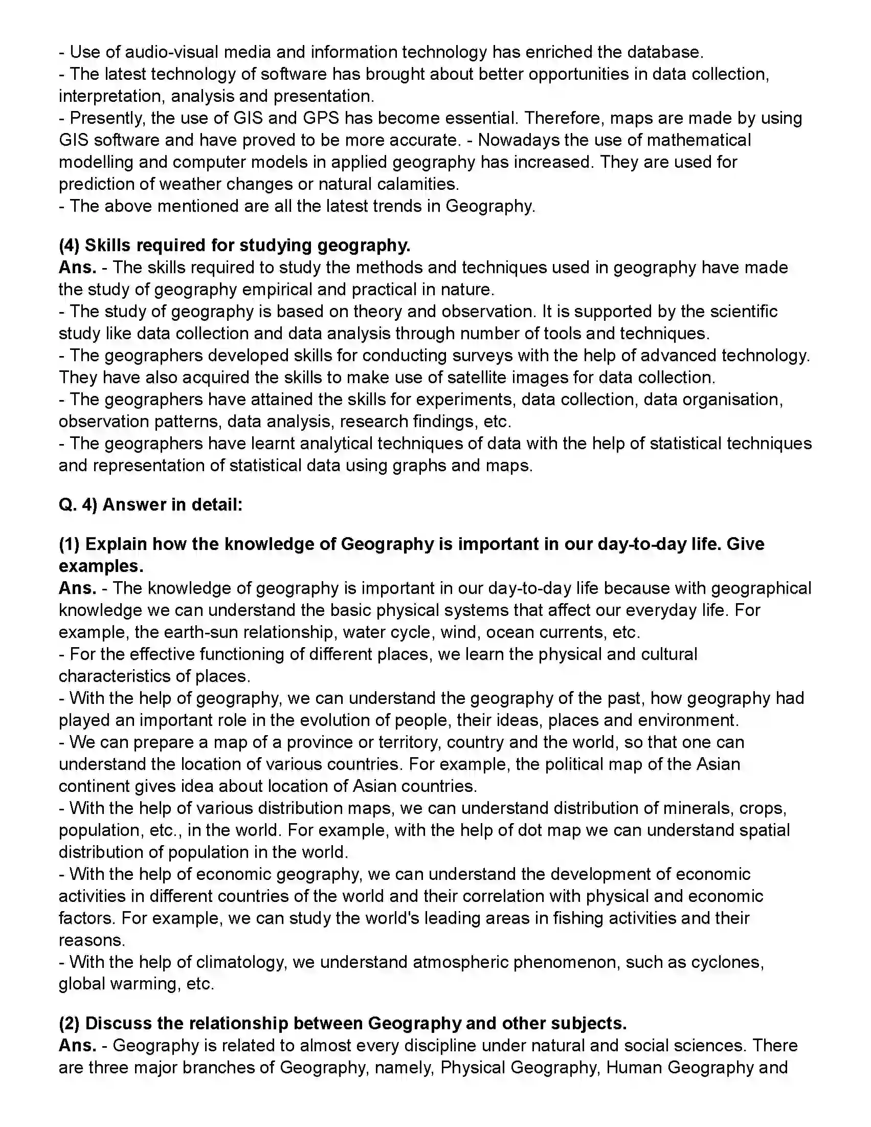Maharashtra Board Class 12th Geography Geography - Nature and Scope Revision Note 3