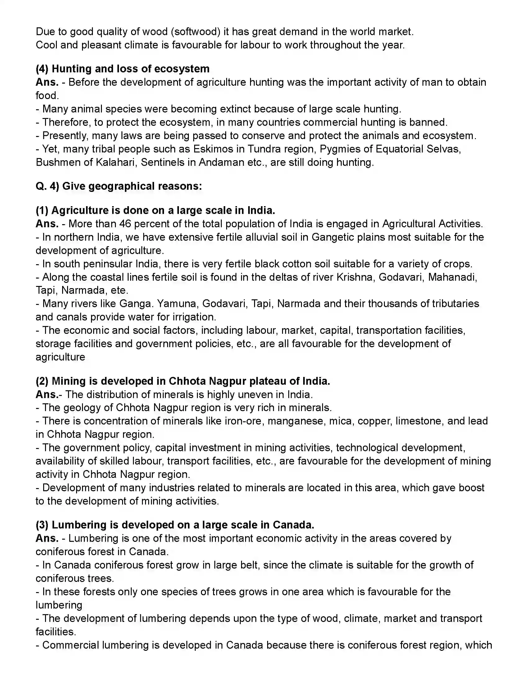 Maharashtra Board Class 12th Geography Primary Economic Activities Revision Note 3
