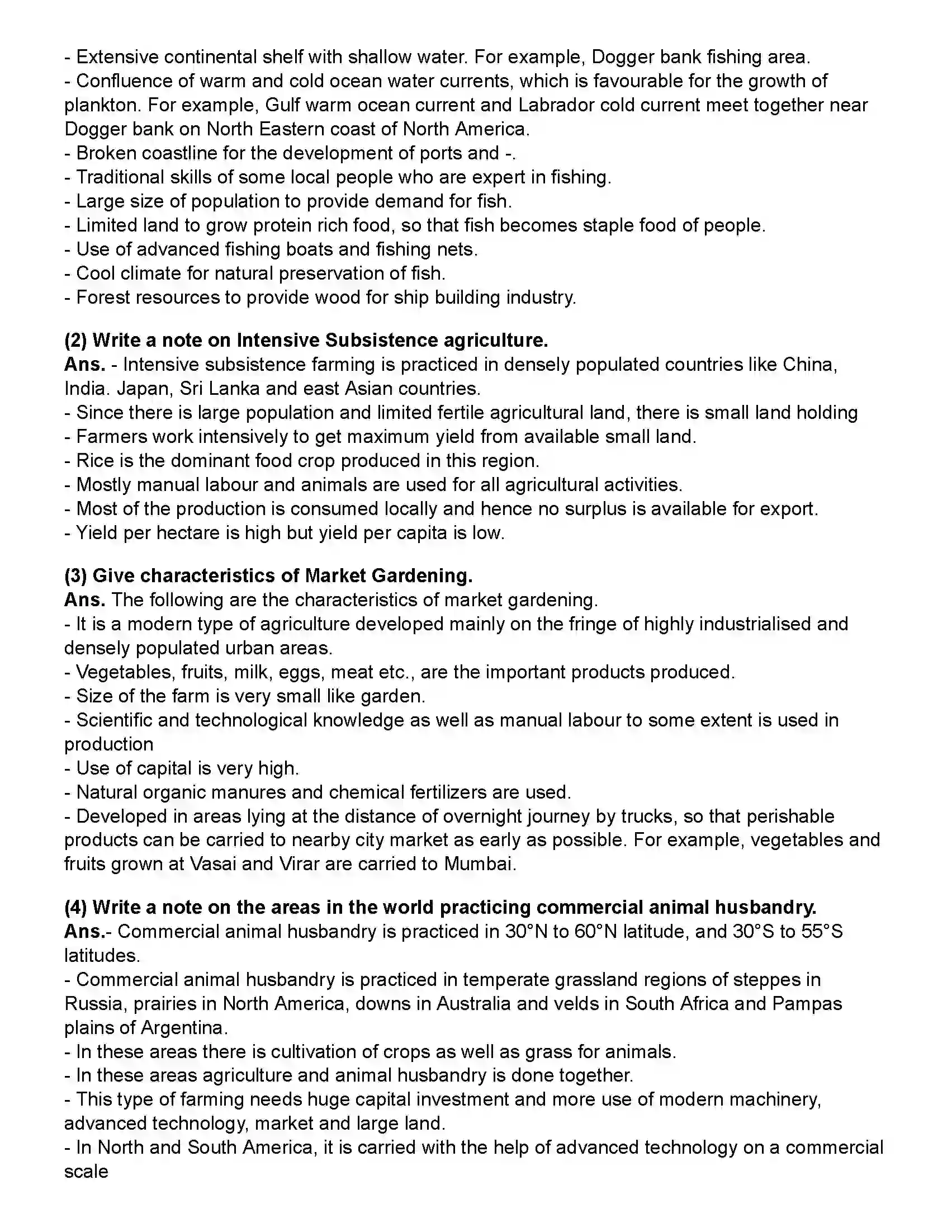 Maharashtra Board Class 12th Geography Primary Economic Activities Revision Note 6