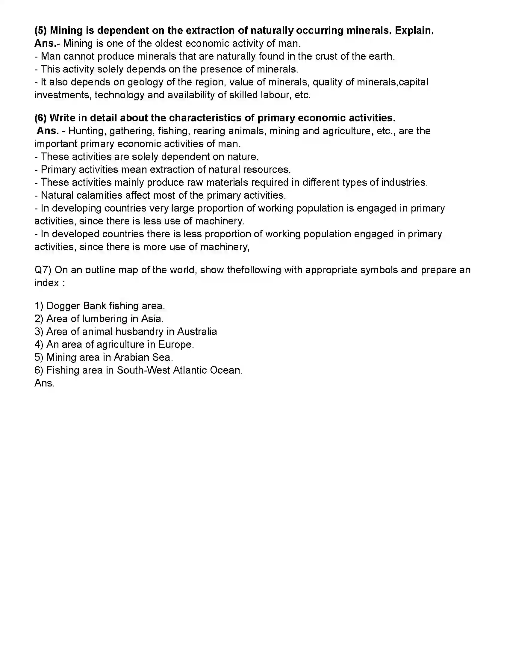 Maharashtra Board Class 12th Geography Primary Economic Activities Revision Note 7