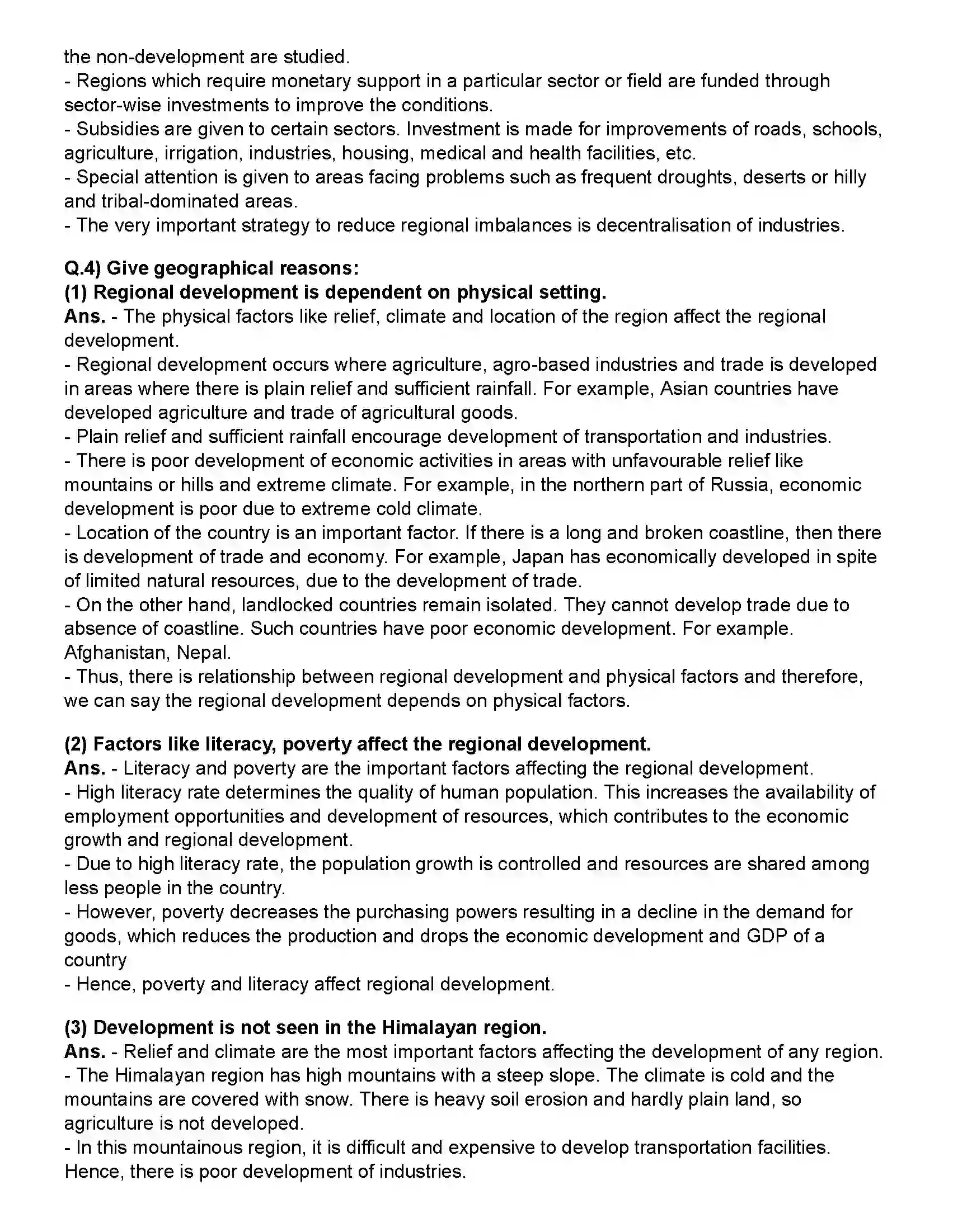 Maharashtra Board Class 12th Geography Reginal and Regional Development Revision Note 3