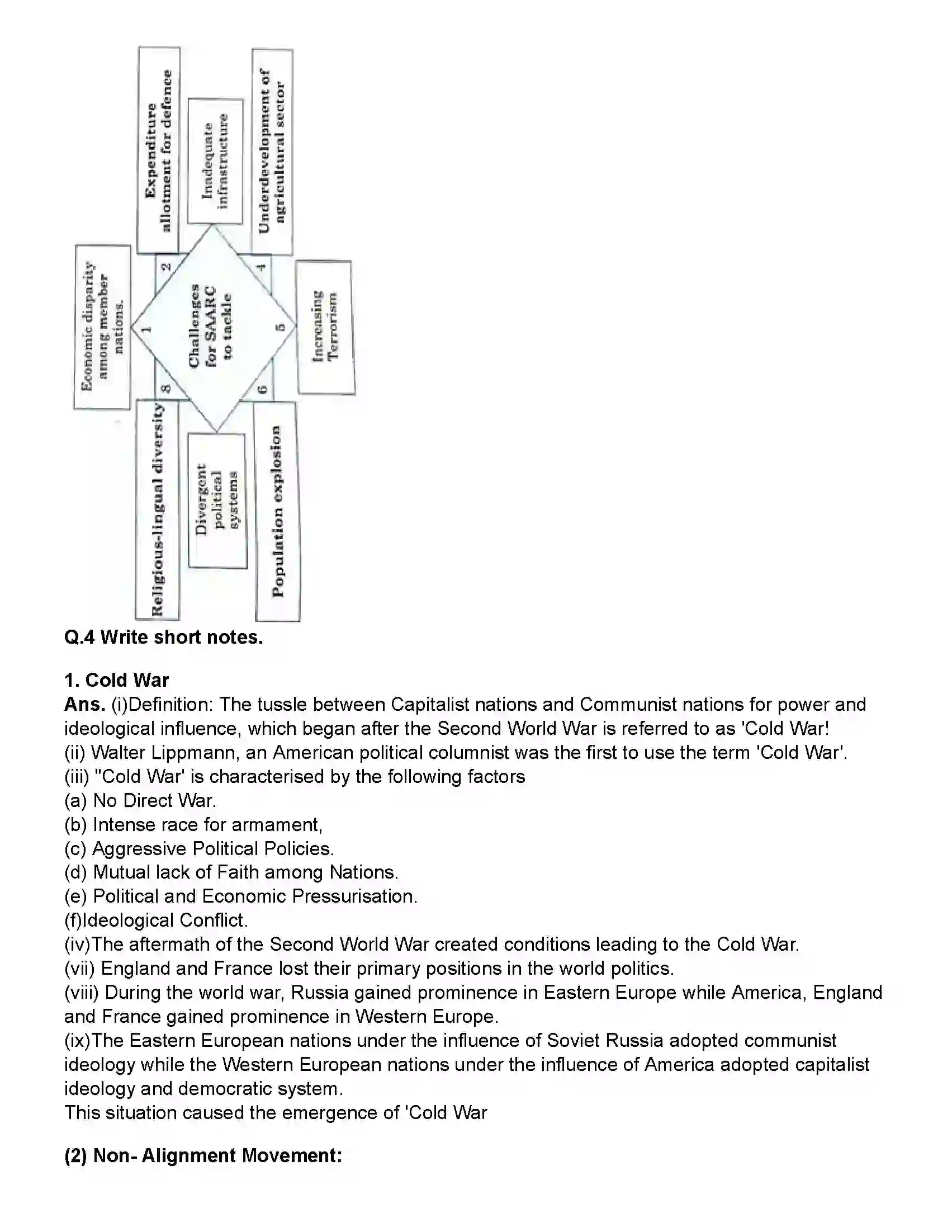 Maharashtra Board Class 12th History Cold War Revision Note 3