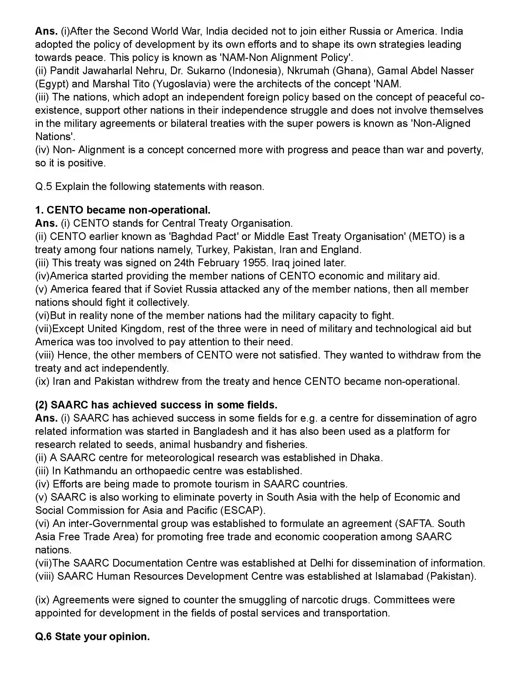Maharashtra Board Class 12th History Cold War Revision Note 4