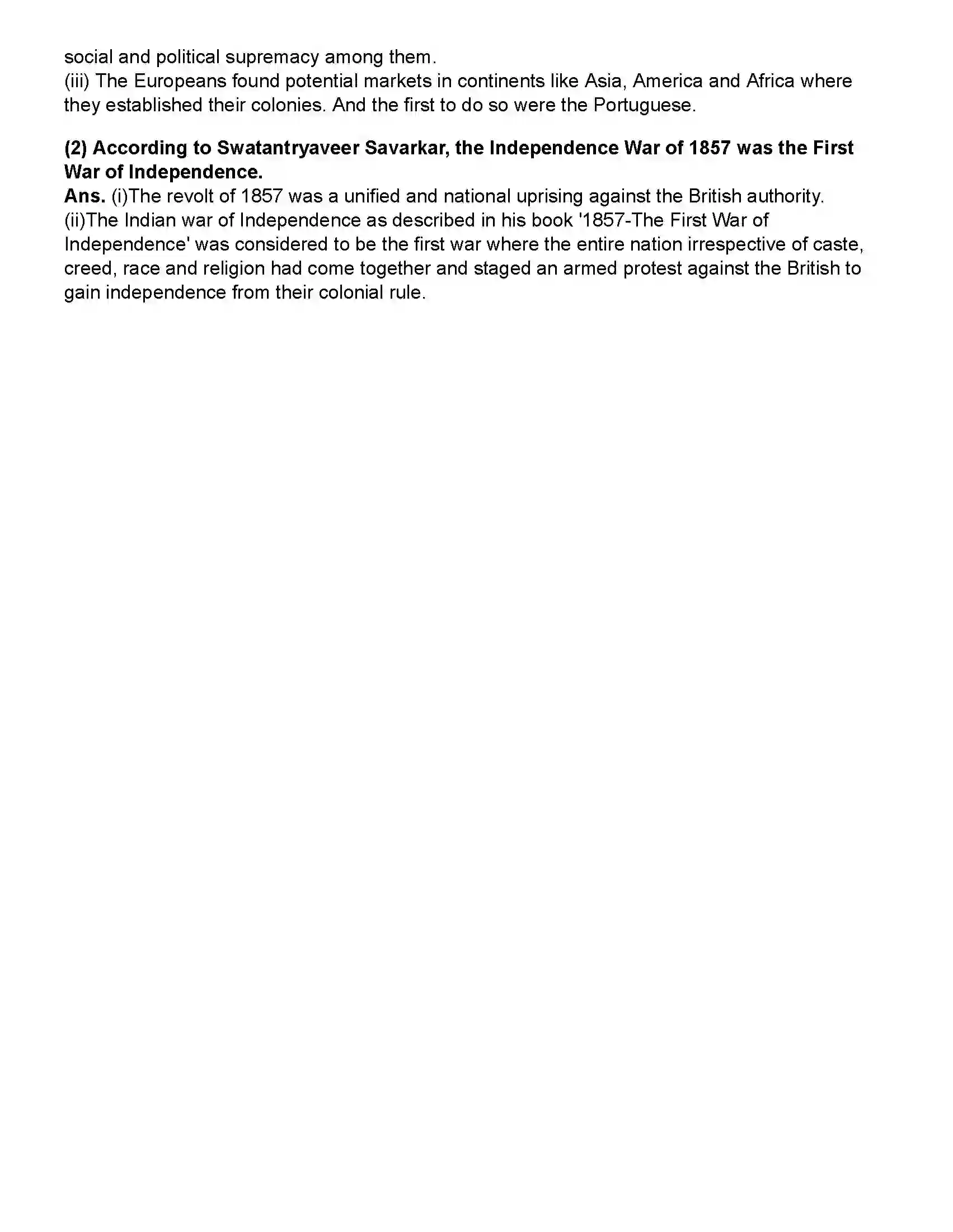 Maharashtra Board Class 12th History Indian Struggle Against Colonialism Revision Note 3