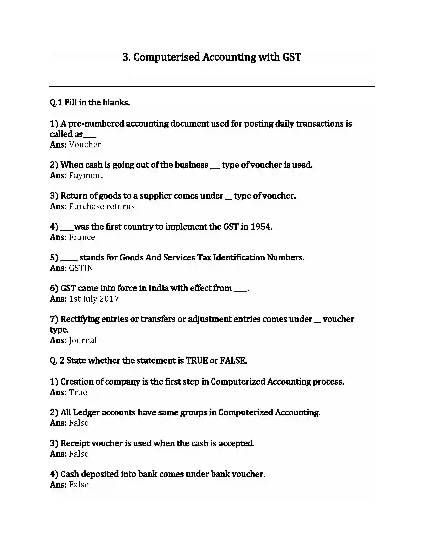 Maharashtra Board Class 12th Infromation Technology Computer used Accounting with GST Revision Note 1