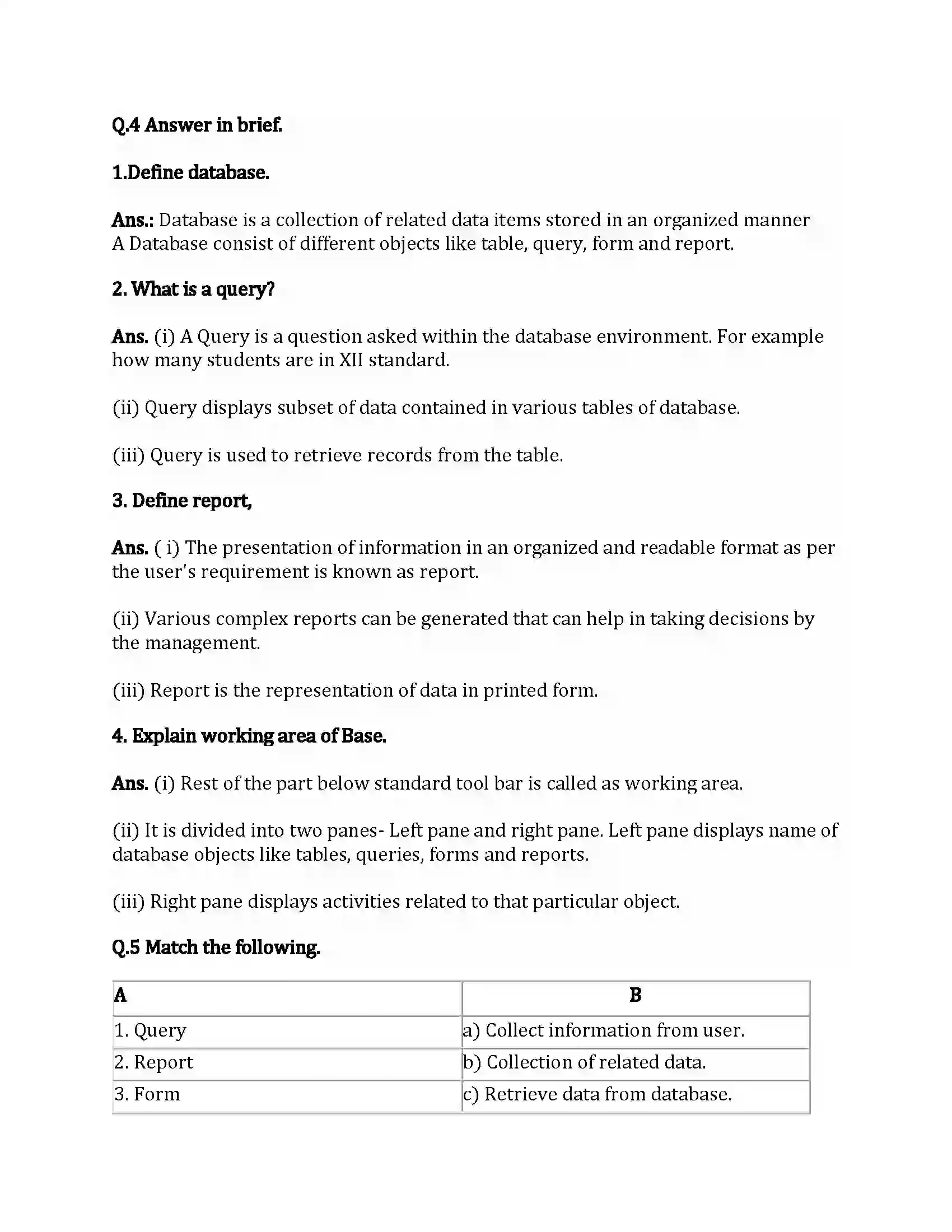 Maharashtra Board Class 12th Infromation Technology Database Concepts Using Libre Office Base Revision Note 2