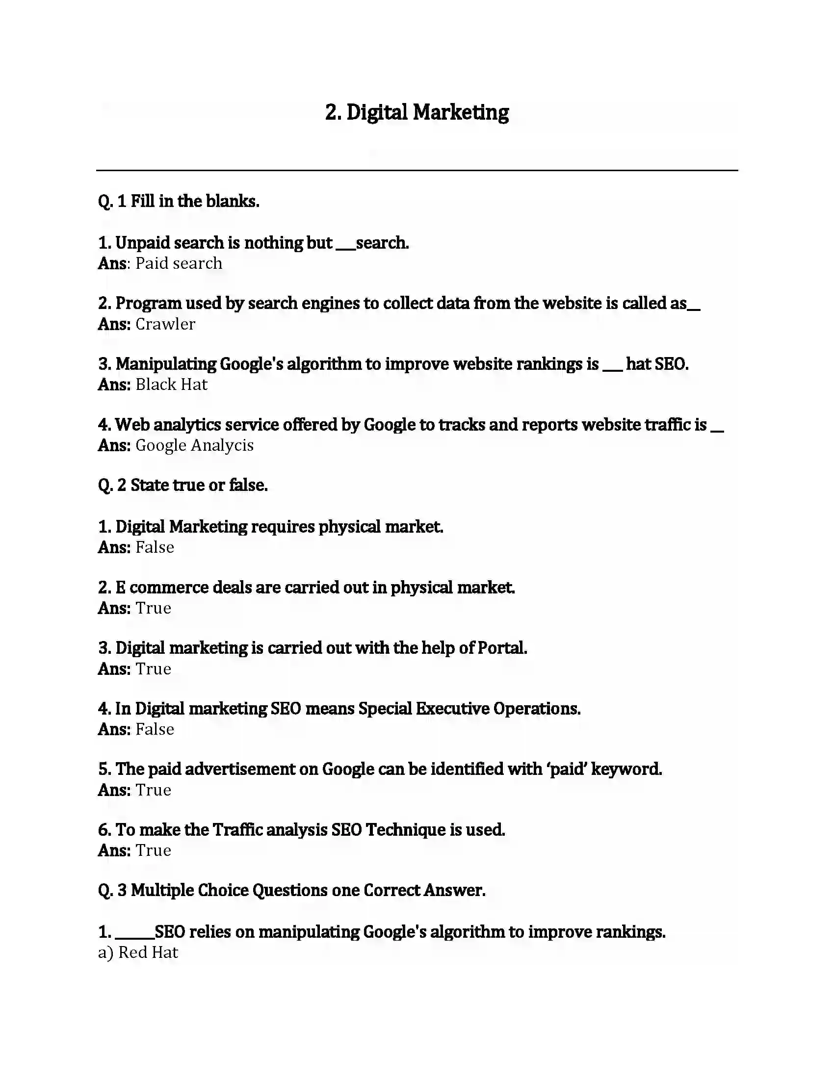 Maharashtra Board Class 12th Infromation Technology Digital Marketing Revision Note 1