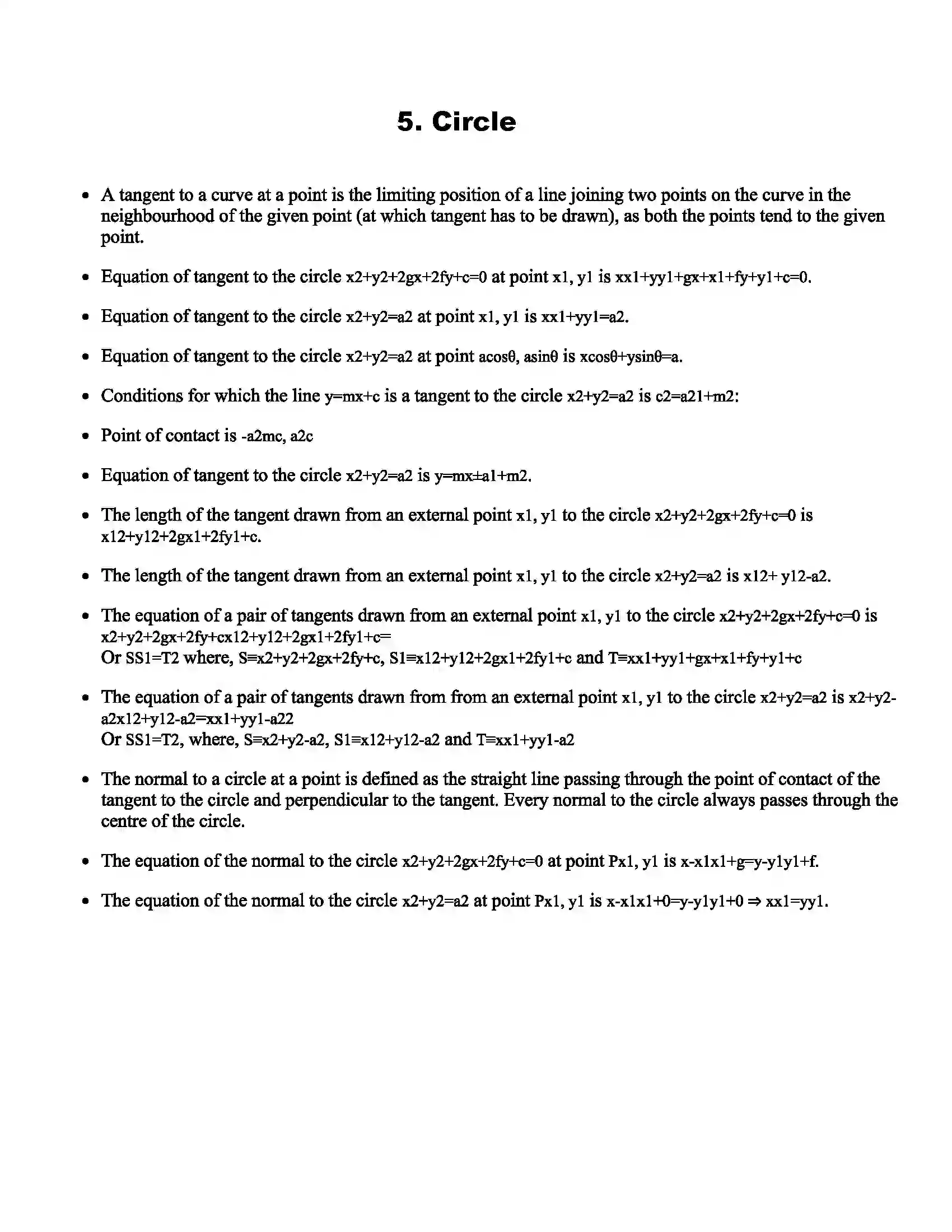 Maharashtra Board Class 12th Mathematics Circle Revision Note 1