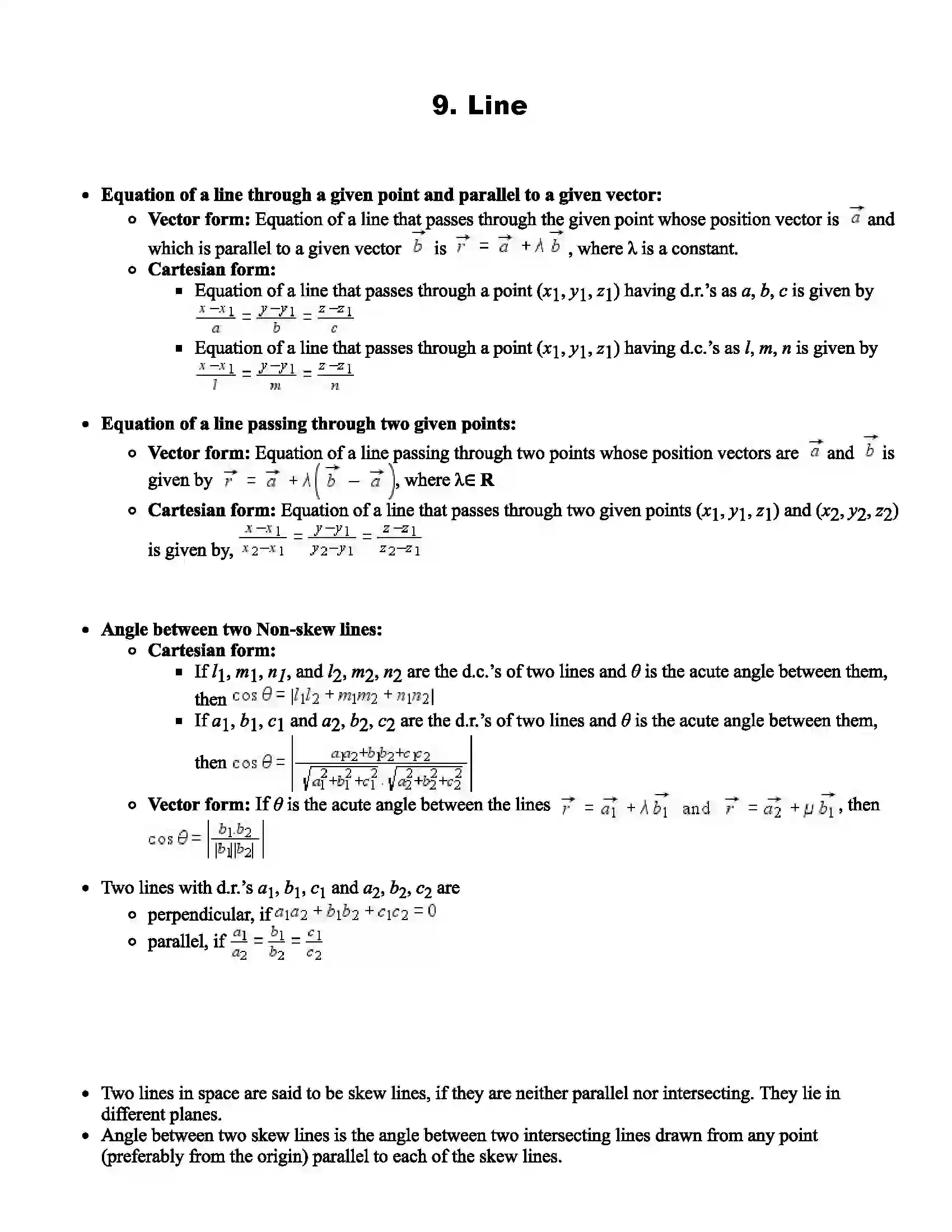 Maharashtra Board Class 12th Mathematics Line Revision Note 1