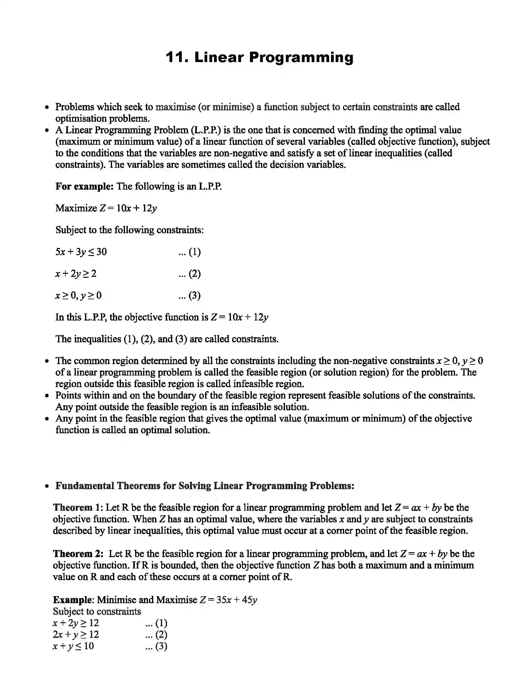 Maharashtra Board Class 12th Mathematics Linear Programming Revision Note 1
