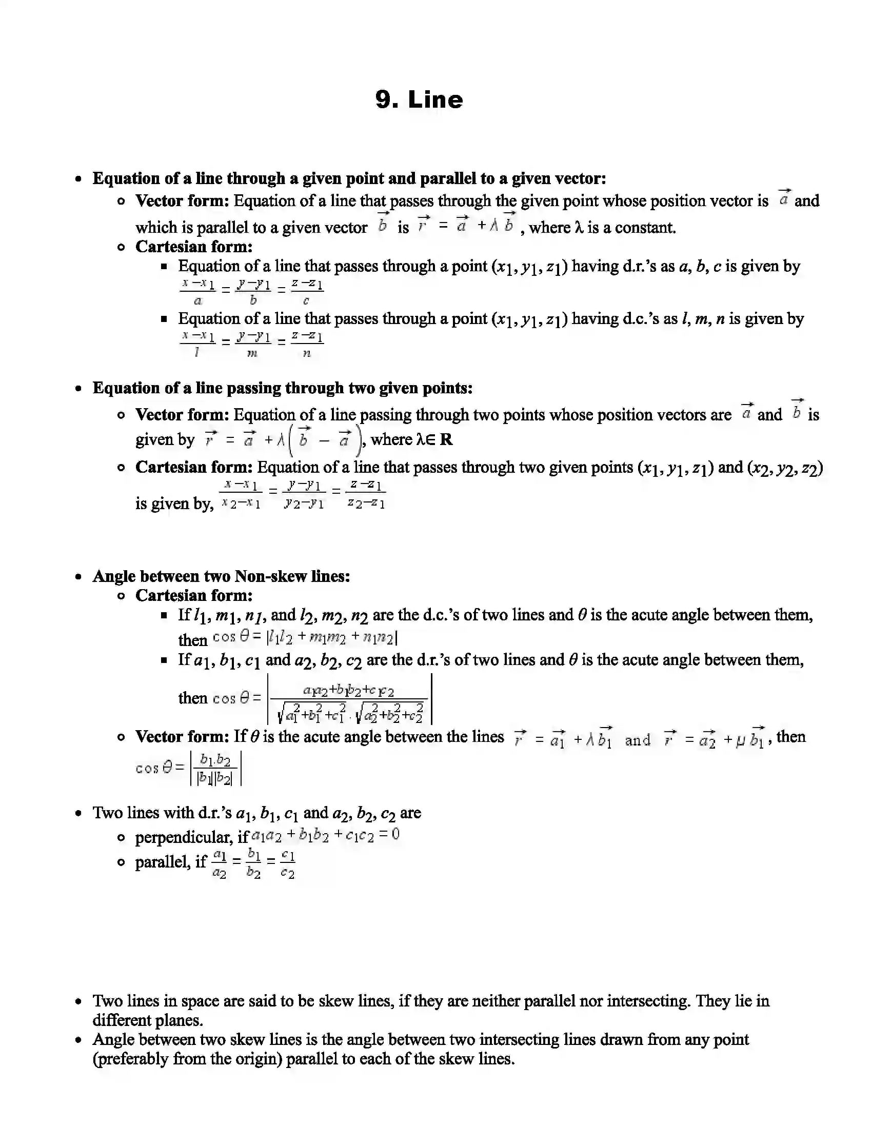 Maharashtra Board Class 12th Mathematics Part - I Line Revision Note 1