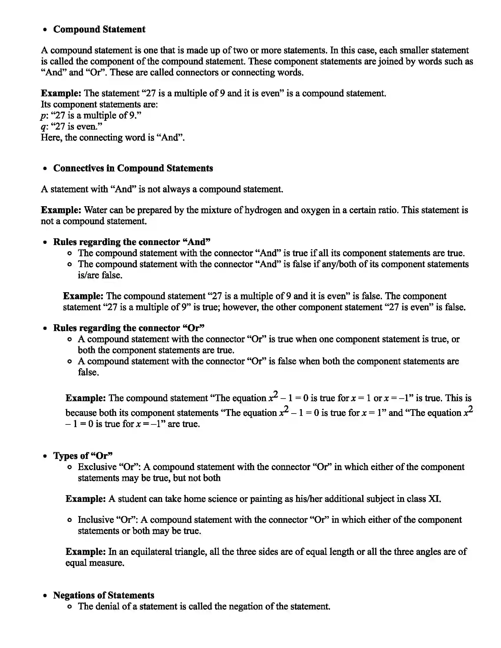Maharashtra Board Class 12th Mathematics Part - I Mathematical Logic Revision Note 2