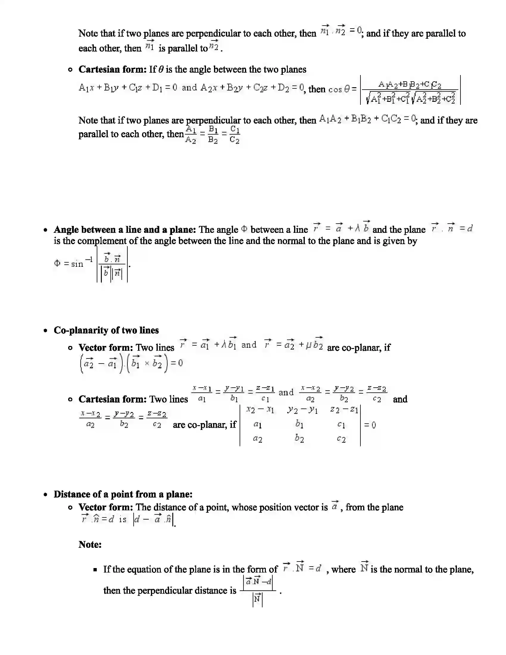 Maharashtra Board Class 12th Mathematics Part - I Plane Revision Note 2