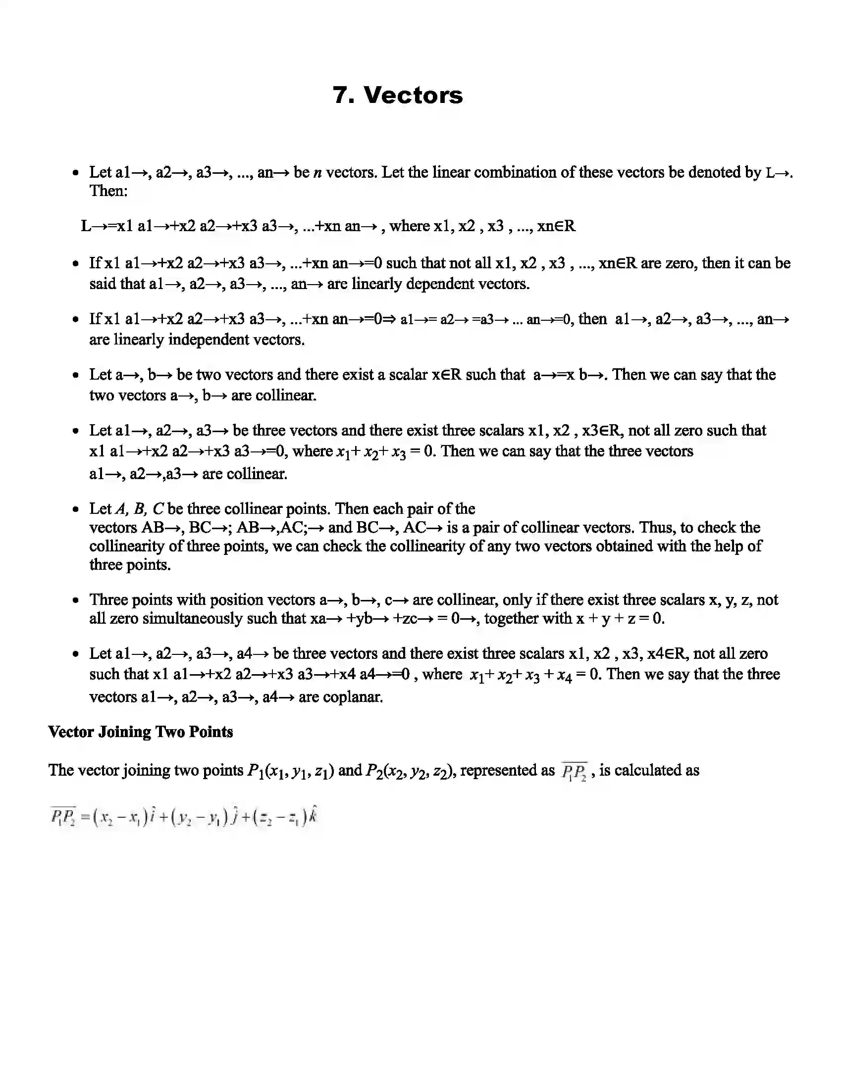 Maharashtra Board Class 12th Mathematics Part - I Vectors Revision Note 1