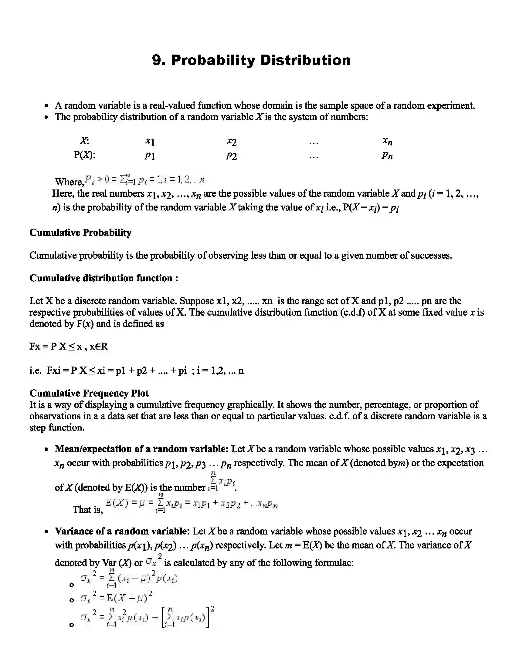 Maharashtra Board Class 12th Mathematics Part - II Probability Distribution Revision Note 1