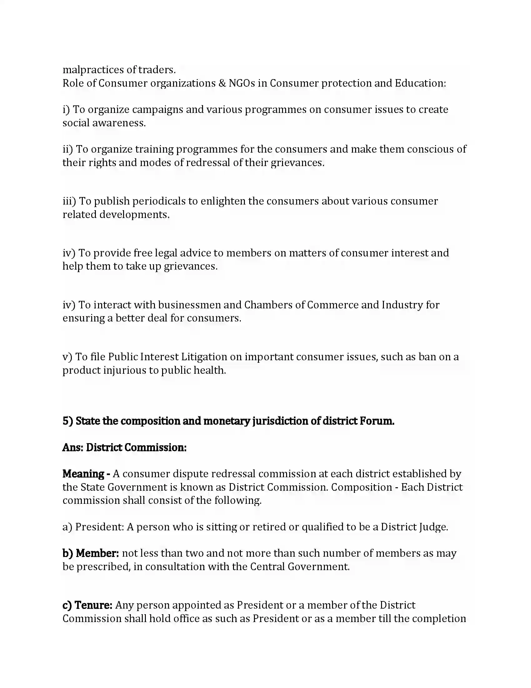 Maharashtra Board Class 12th Organization of Commerce & Management Consumer Protection Revision Note 18