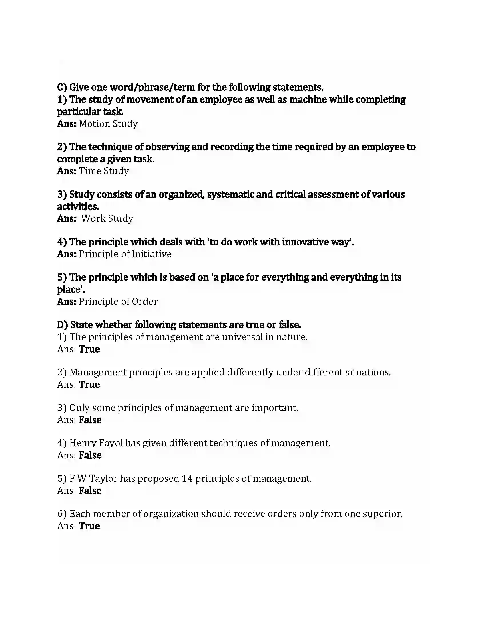 Maharashtra Board Class 12th Organization of Commerce & Management Principles of Management Revision Note 2