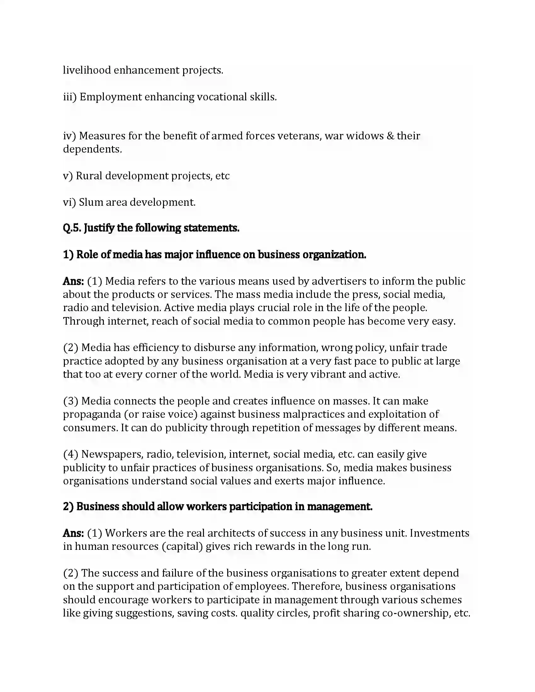 Maharashtra Board Class 12th Organization of Commerce & Management Social Responsibilities of Business Revision Note 12