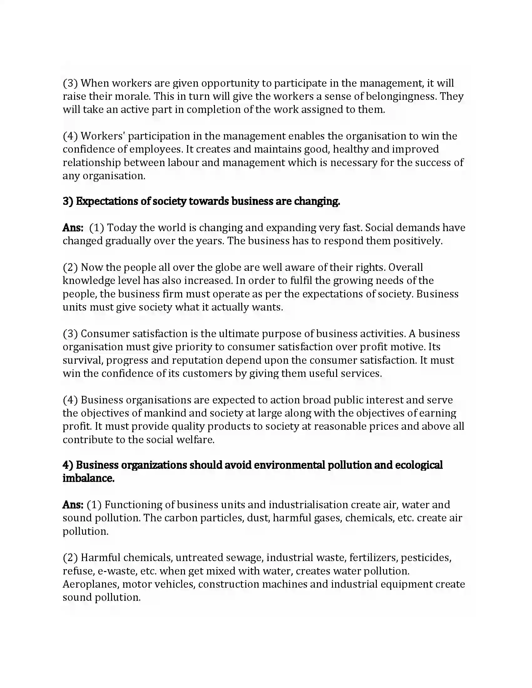 Maharashtra Board Class 12th Organization of Commerce & Management Social Responsibilities of Business Revision Note 13