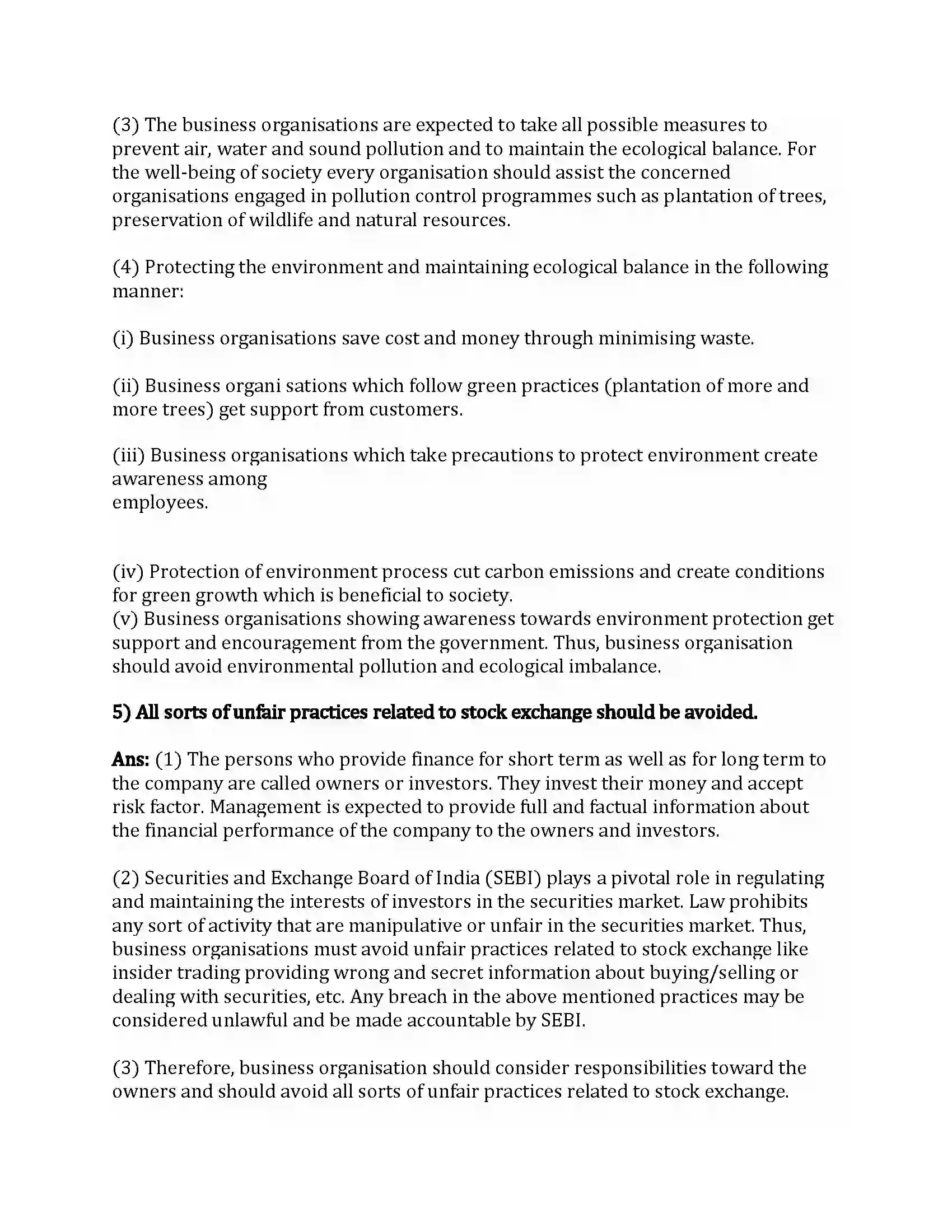 Maharashtra Board Class 12th Organization of Commerce & Management Social Responsibilities of Business Revision Note 14