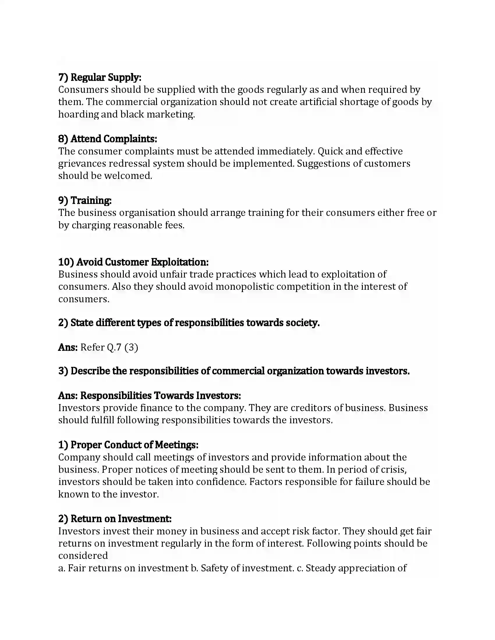 Maharashtra Board Class 12th Organization of Commerce & Management Social Responsibilities of Business Revision Note 17