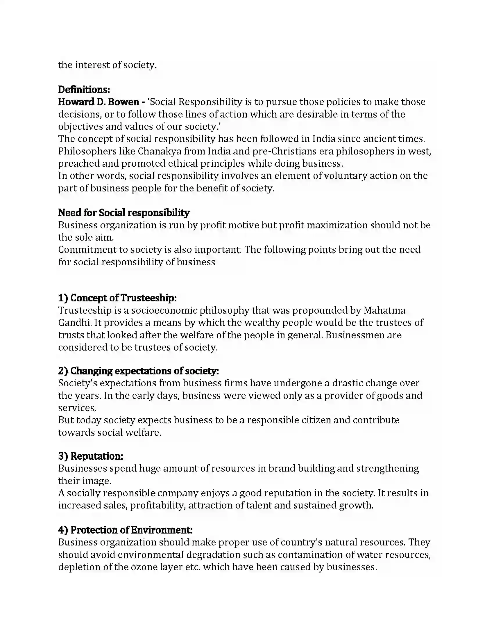 Maharashtra Board Class 12th Organization of Commerce & Management Social Responsibilities of Business Revision Note 22