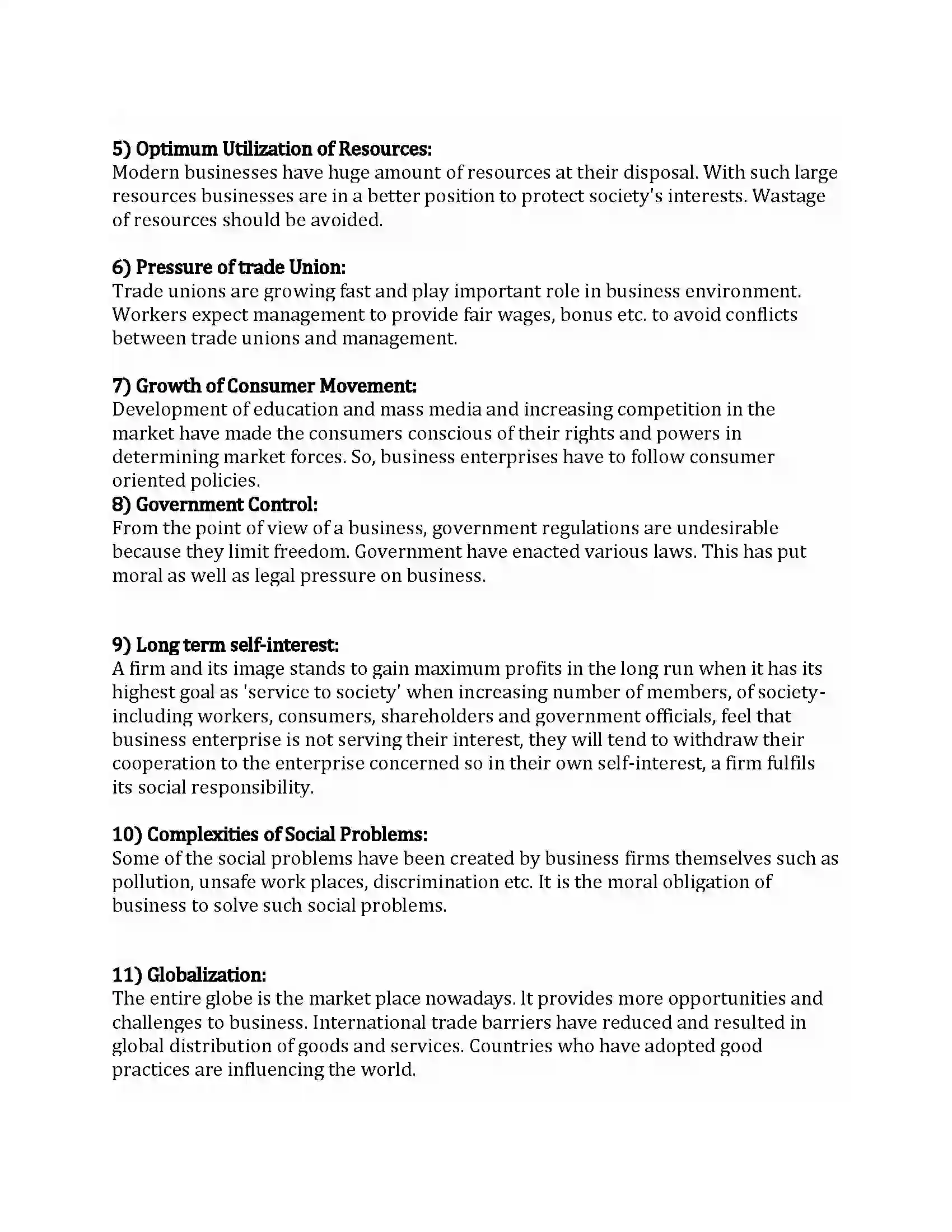 Maharashtra Board Class 12th Organization of Commerce & Management Social Responsibilities of Business Revision Note 23