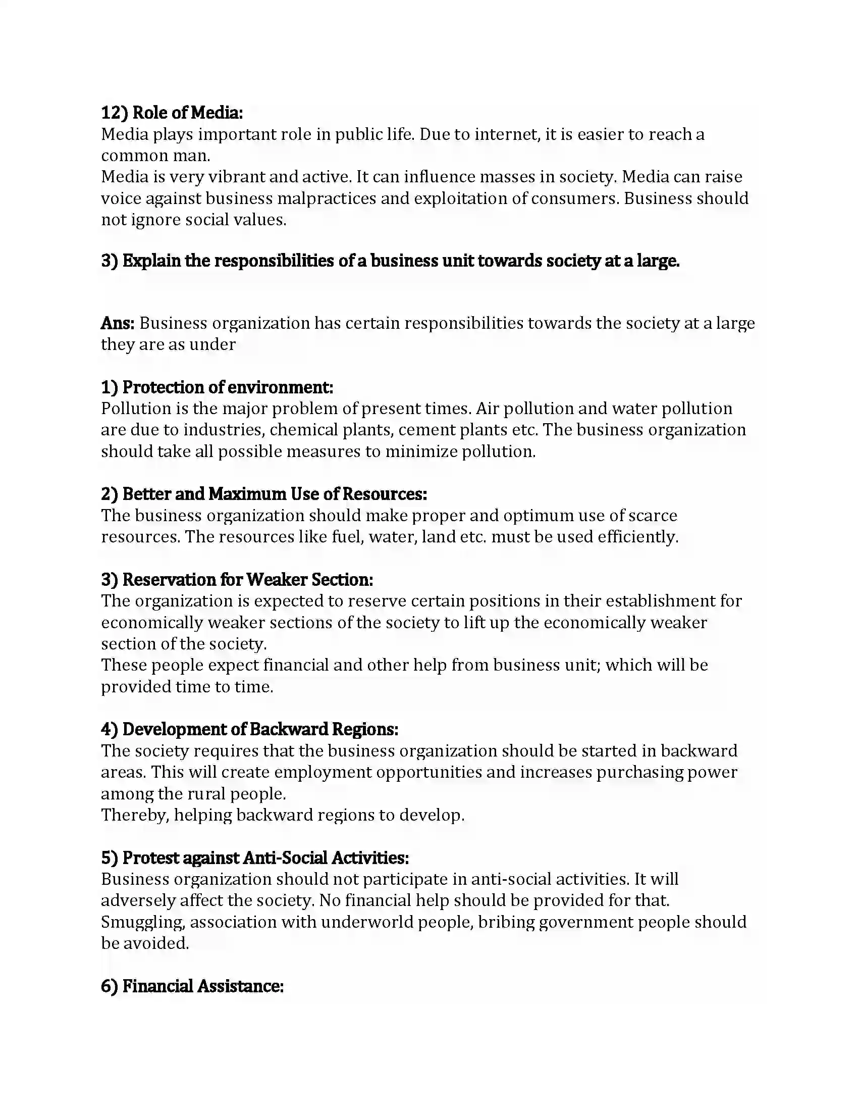 Maharashtra Board Class 12th Organization of Commerce & Management Social Responsibilities of Business Revision Note 24