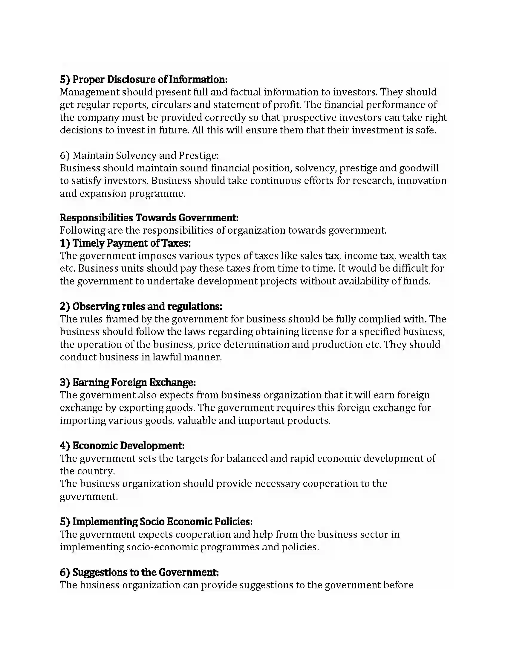 Maharashtra Board Class 12th Organization of Commerce & Management Social Responsibilities of Business Revision Note 26