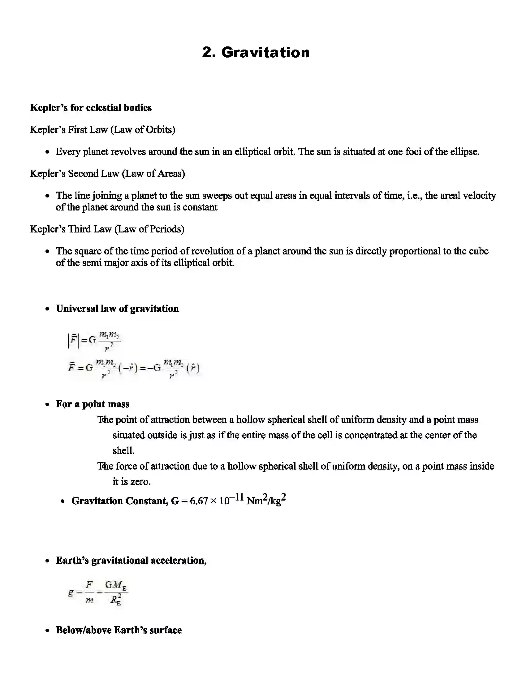 Maharashtra Board Class 12th Physics Gravitation Revision Note 1