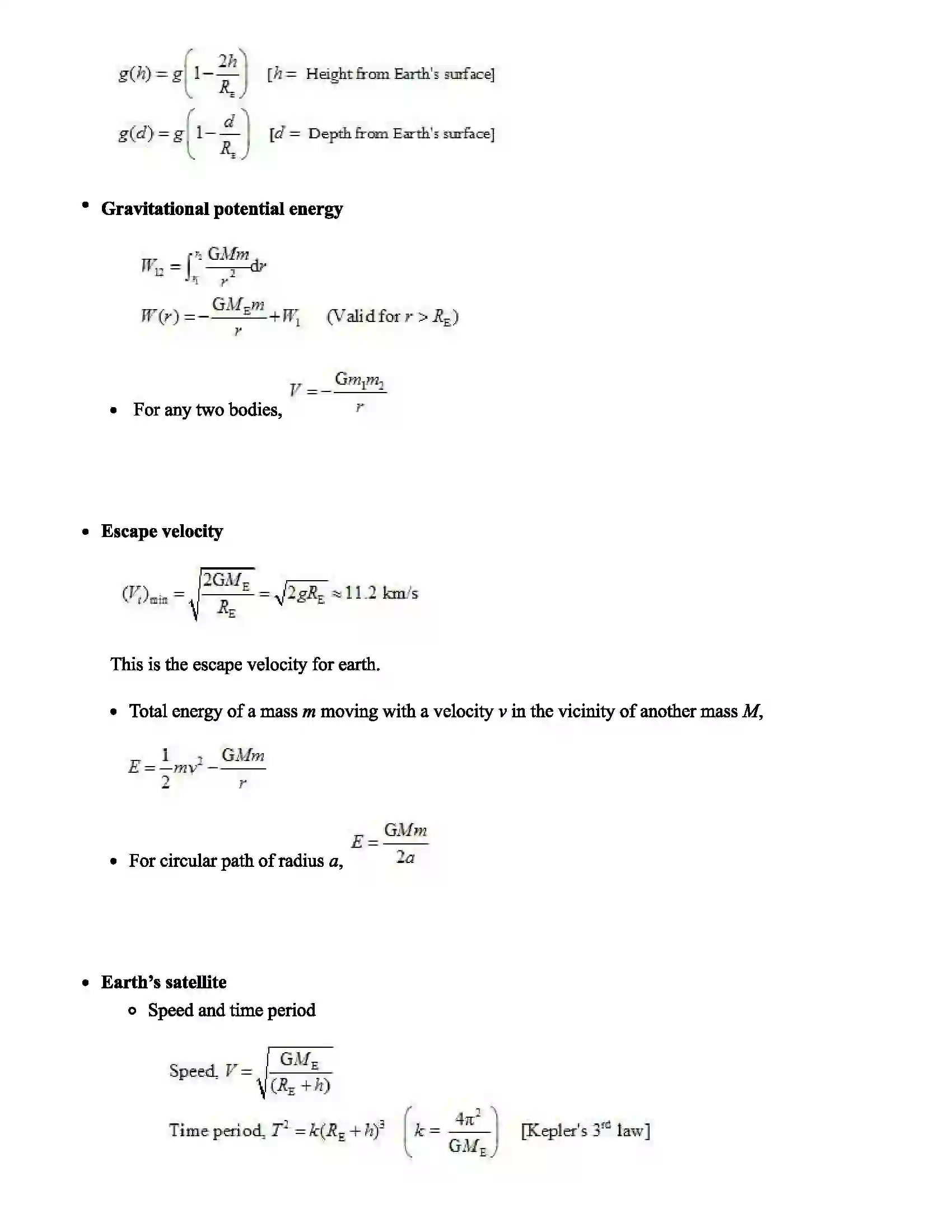 Maharashtra Board Class 12th Physics Gravitation Revision Note 2