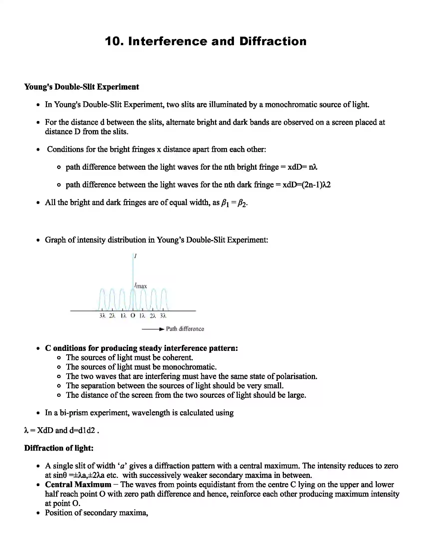 Maharashtra Board Class 12th Physics Interference and Diffraction Revision Note 1