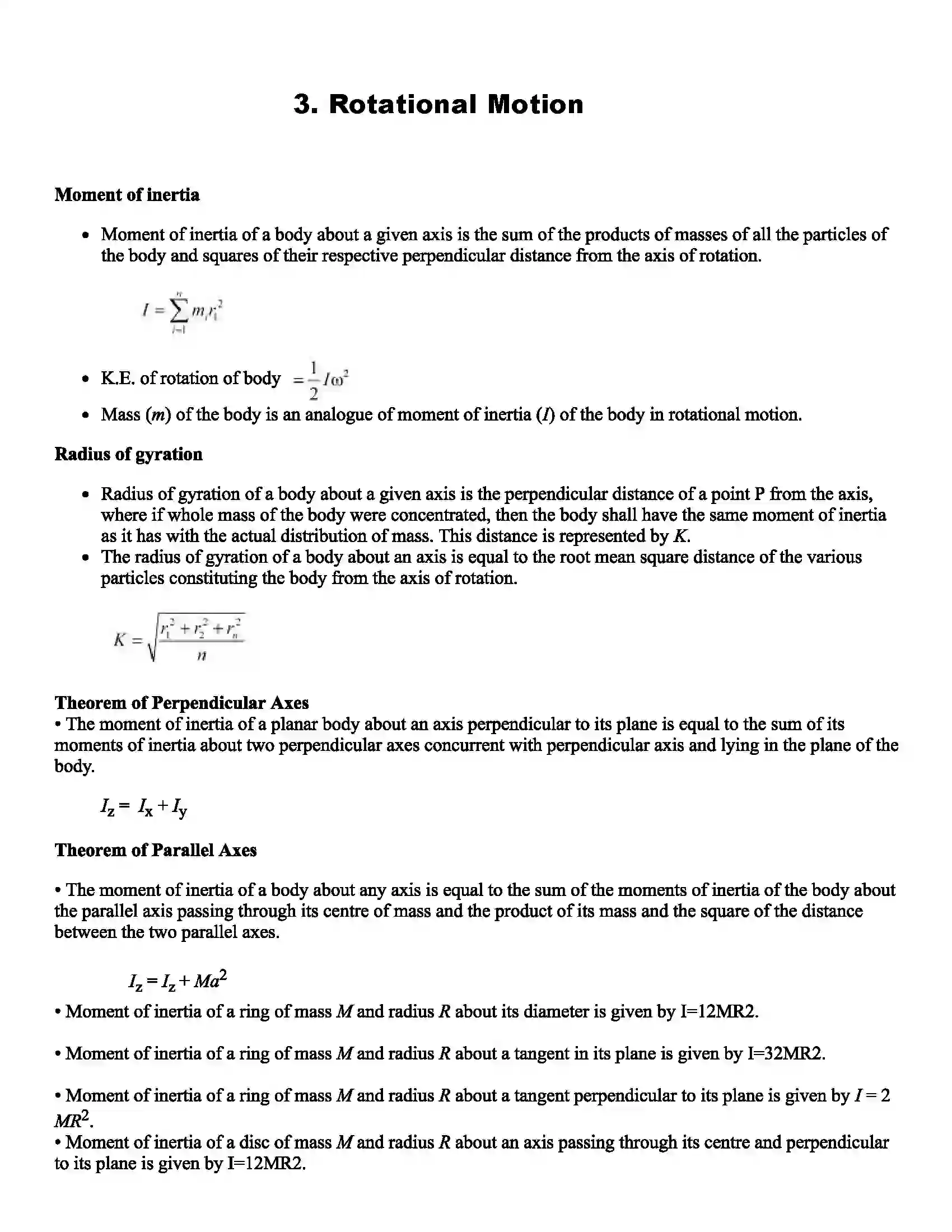 Maharashtra Board Class 12th Physics Rotational Motion Revision Note 1