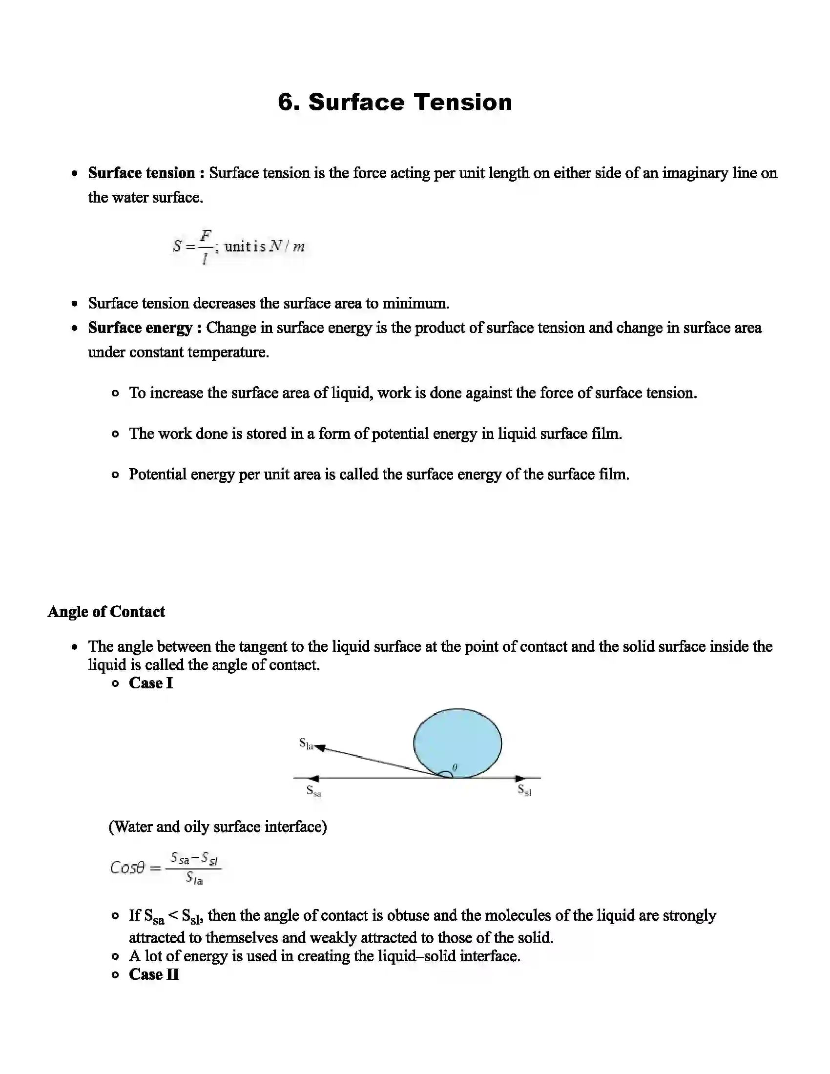 Maharashtra Board Class 12th Physics Surface Tension Revision Note 1