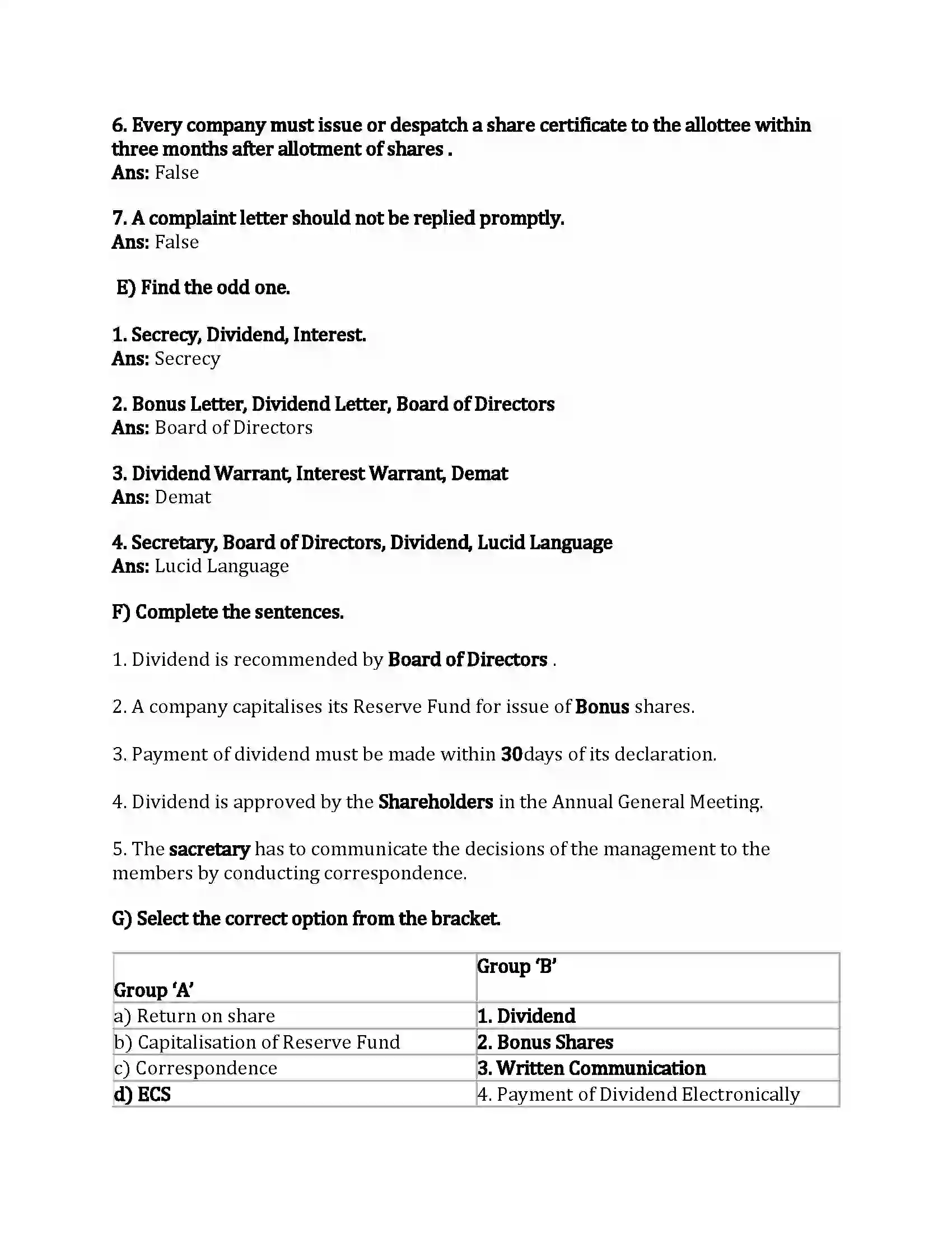 Maharashtra Board Class 12th Secretarial Practice Correspondence with Members Revision Note 4