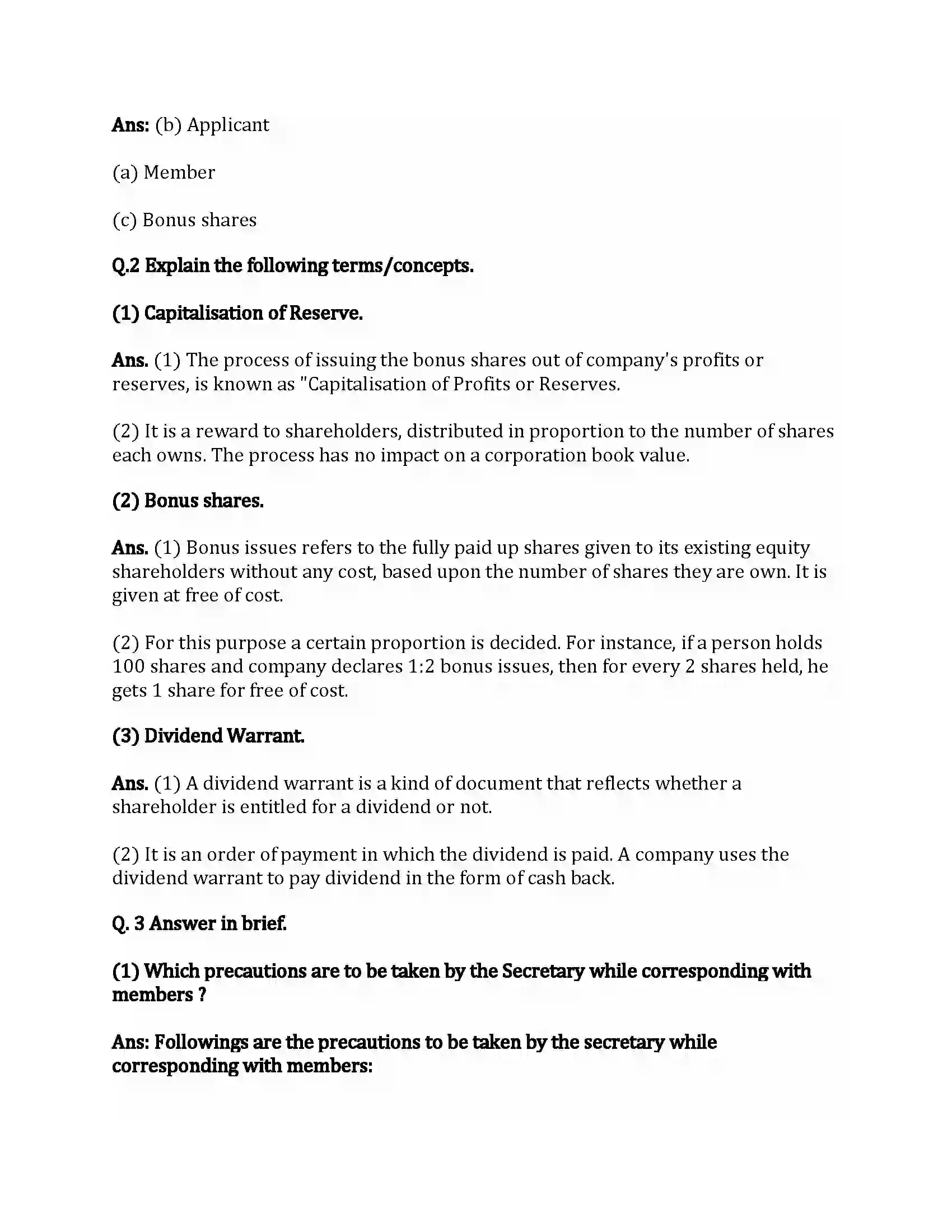 Maharashtra Board Class 12th Secretarial Practice Correspondence with Members Revision Note 7