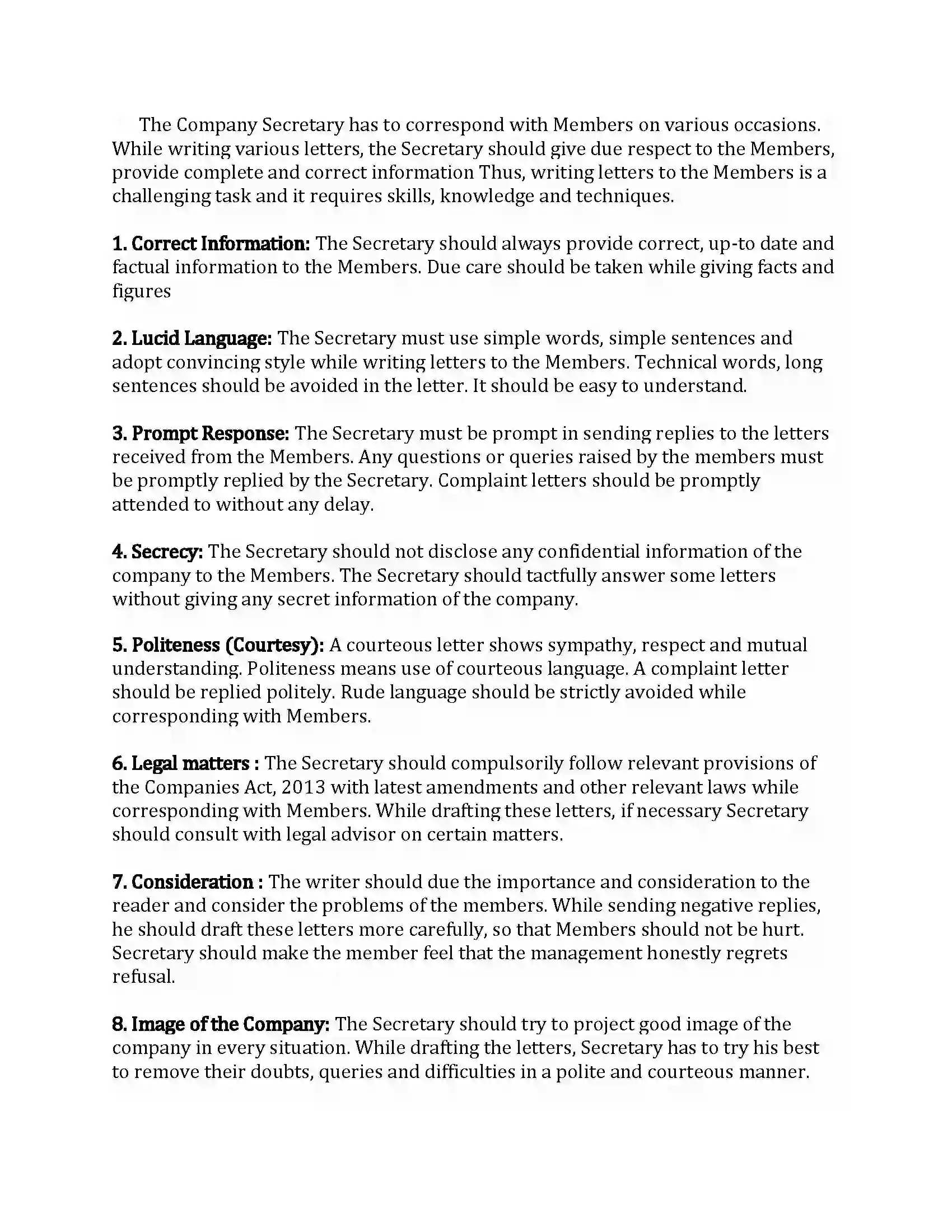 Maharashtra Board Class 12th Secretarial Practice Correspondence with Members Revision Note 8