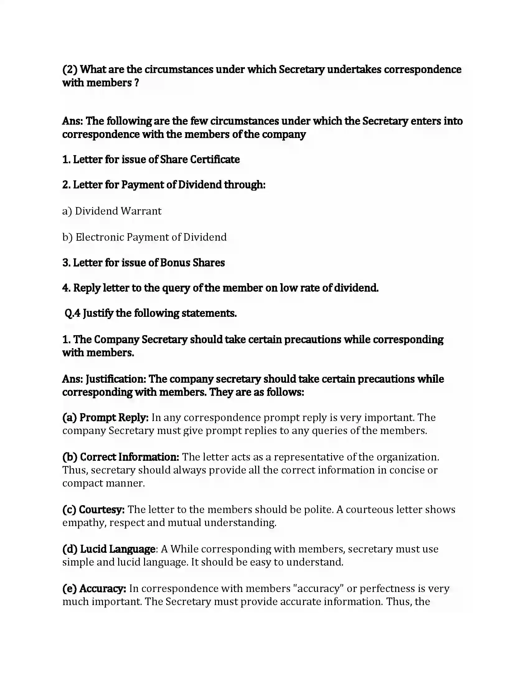 Maharashtra Board Class 12th Secretarial Practice Correspondence with Members Revision Note 9