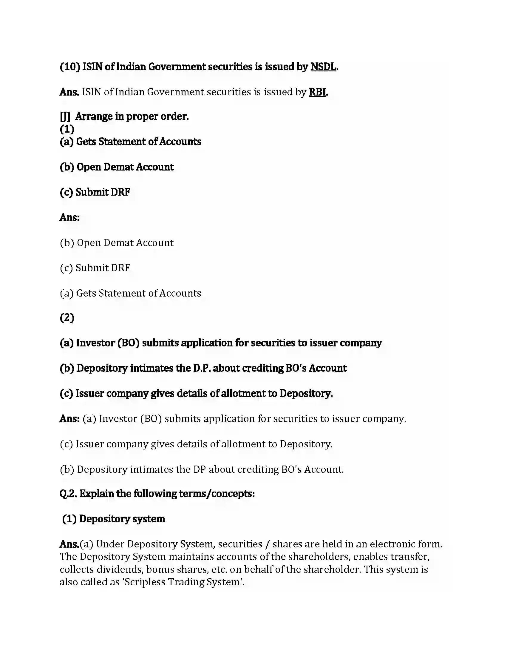 Maharashtra Board Class 12th Secretarial Practice Depository System Revision Note 10