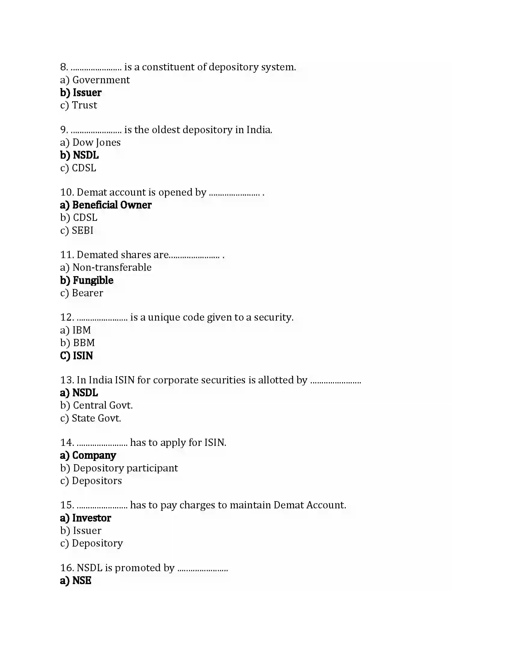 Maharashtra Board Class 12th Secretarial Practice Depository System Revision Note 2