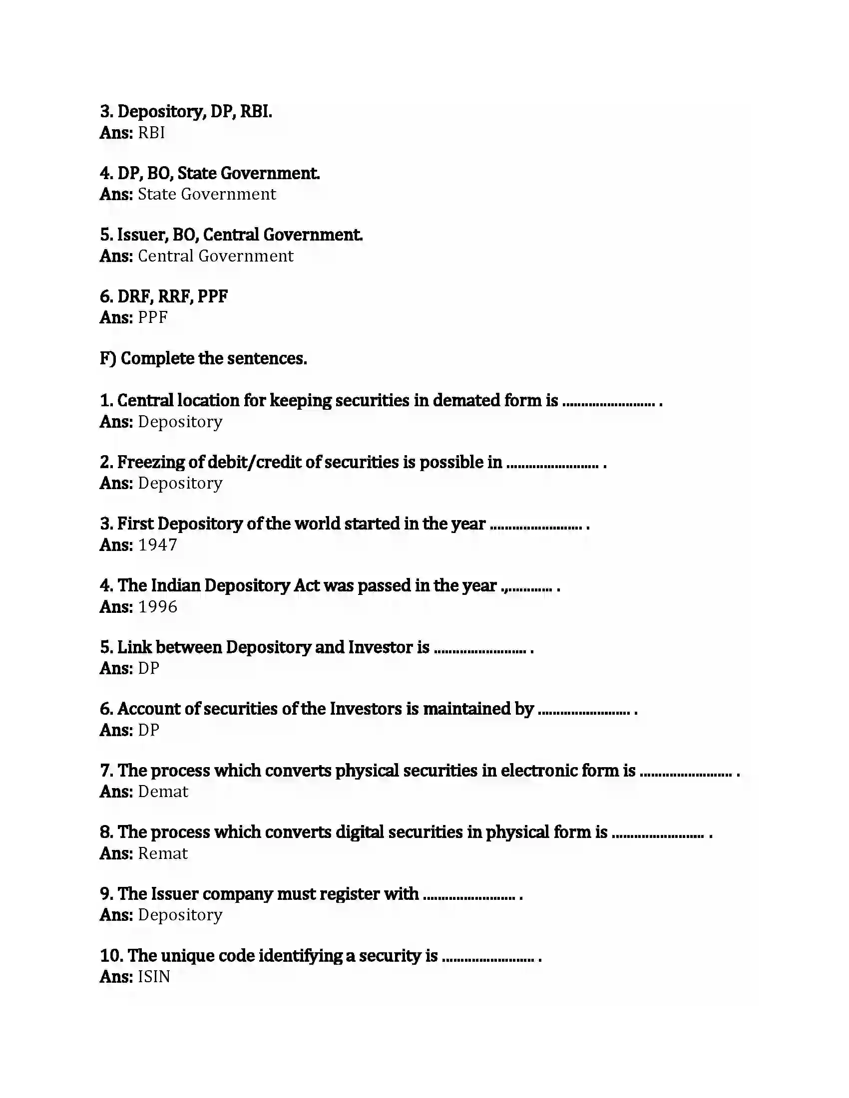 Maharashtra Board Class 12th Secretarial Practice Depository System Revision Note 6