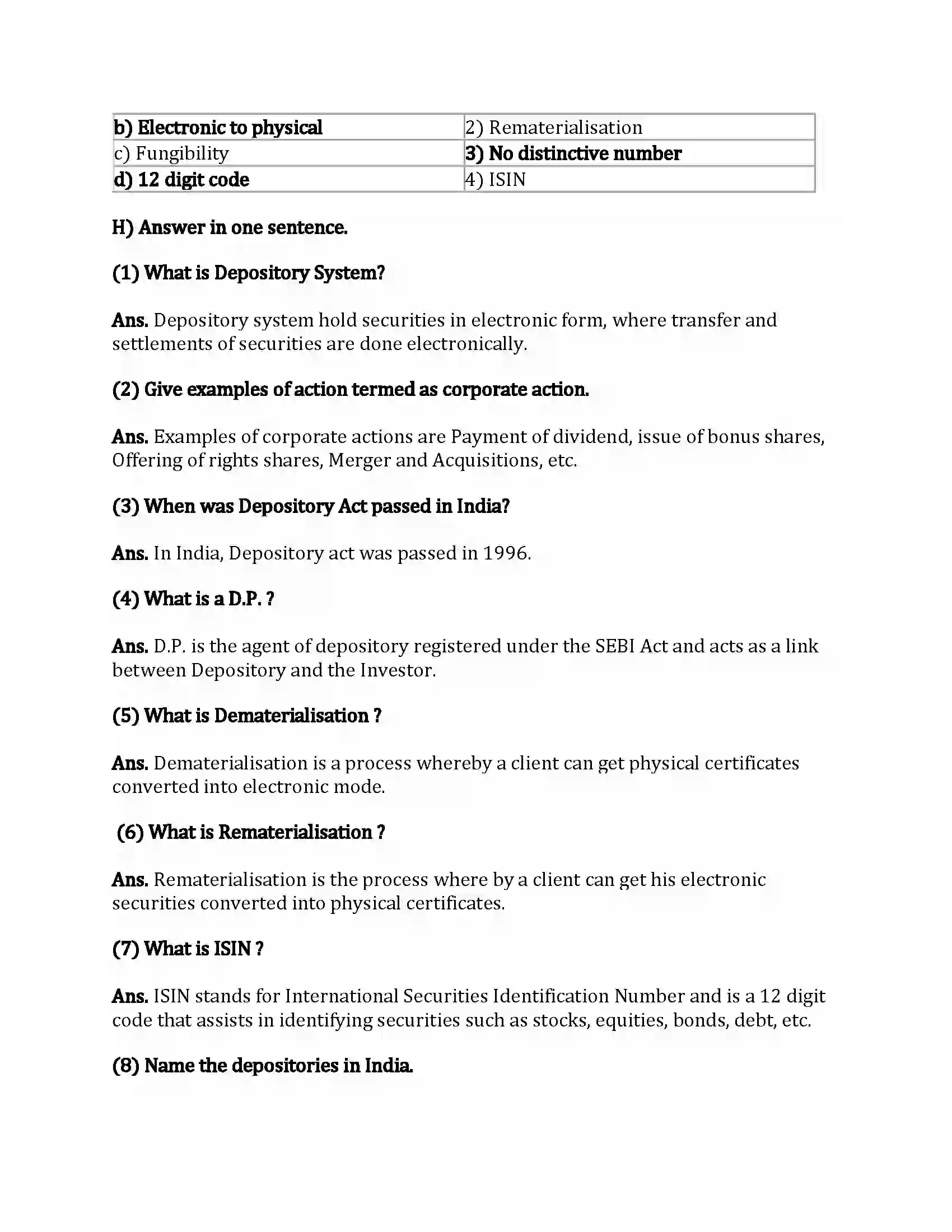 Maharashtra Board Class 12th Secretarial Practice Depository System Revision Note 8