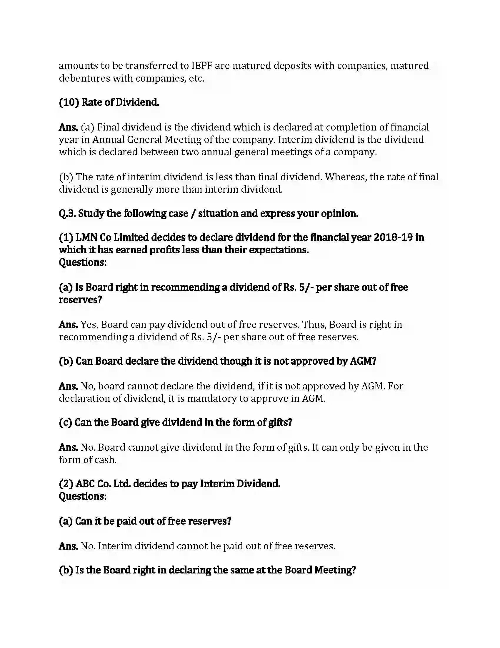 Maharashtra Board Class 12th Secretarial Practice Dividend and Interest Revision Note 14